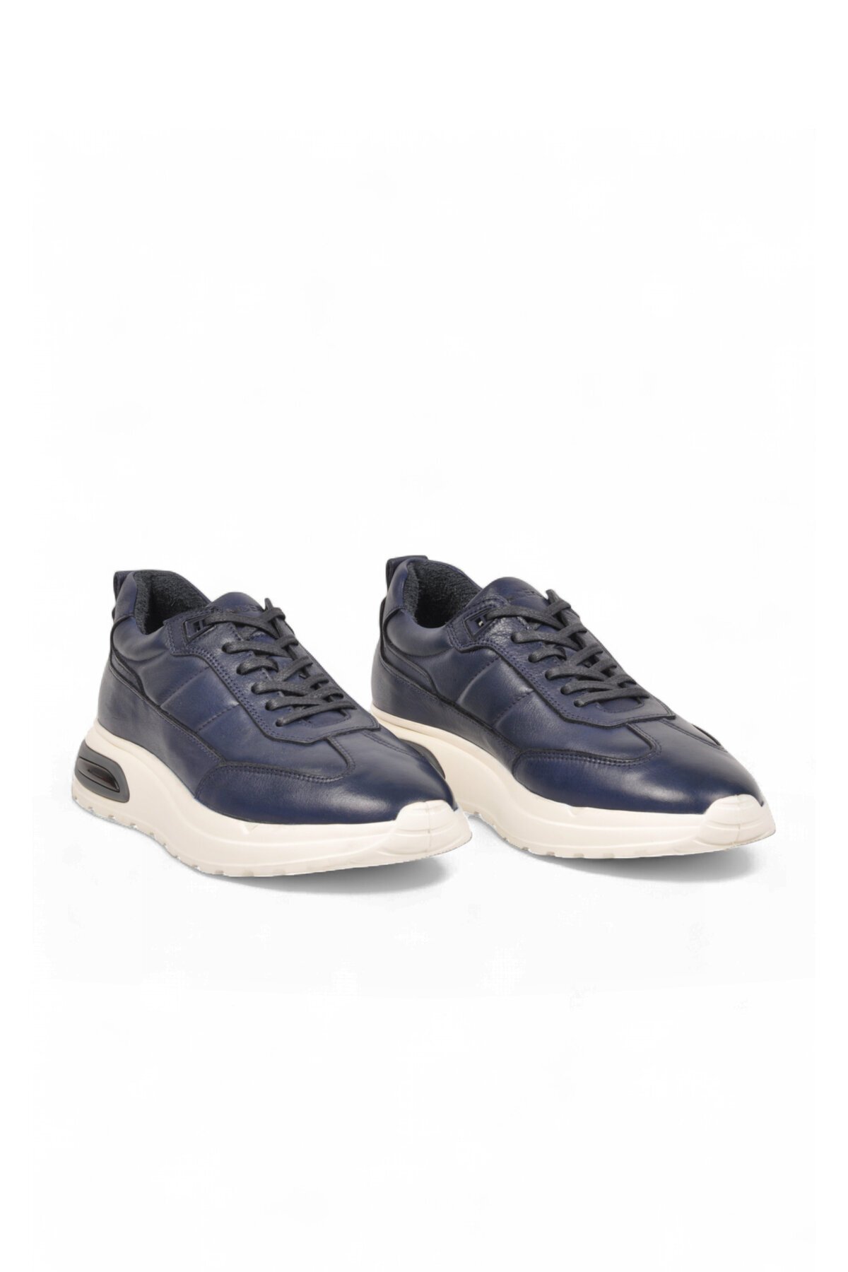 Bağcıklı Kalın Rahat Taban Sneaker Lacivert Hakiki Deri Erkek Casual Ayakkabı HZ1774-0337
