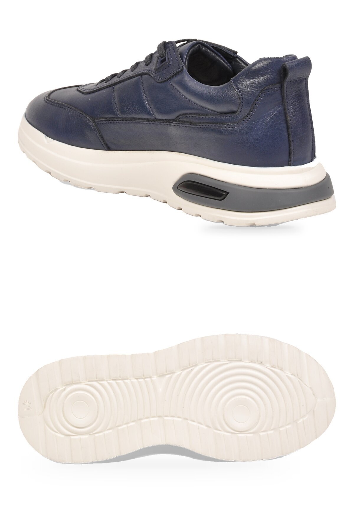 Bağcıklı Kalın Rahat Taban Sneaker Lacivert Hakiki Deri Erkek Casual Ayakkabı HZ1774-0337