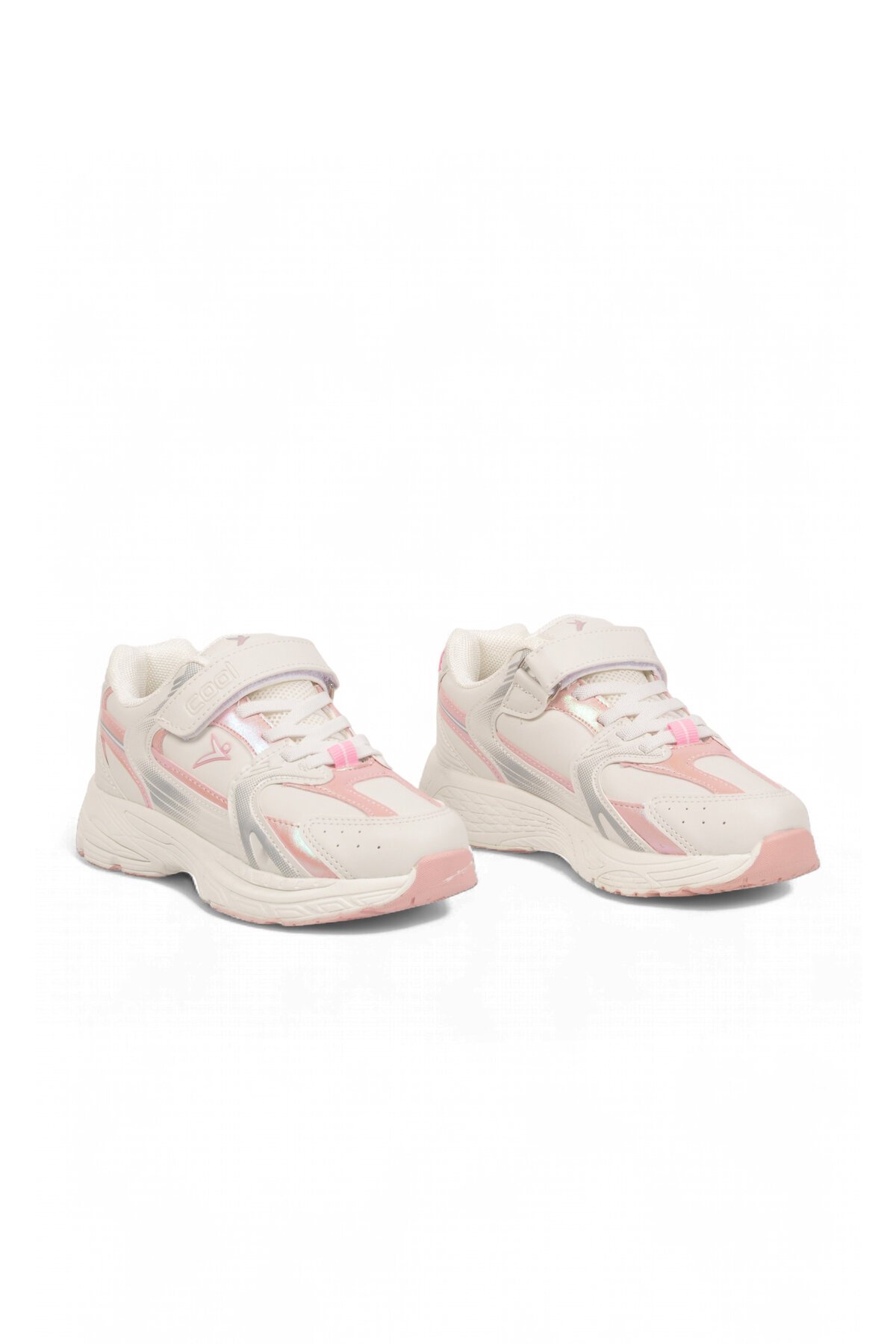 Pudra Kız Çocuk Yürüyüş ve Spor Ayakkabı Cırt Bantlı Kalın Rahat Tabanlı Sneaker Terra 26K