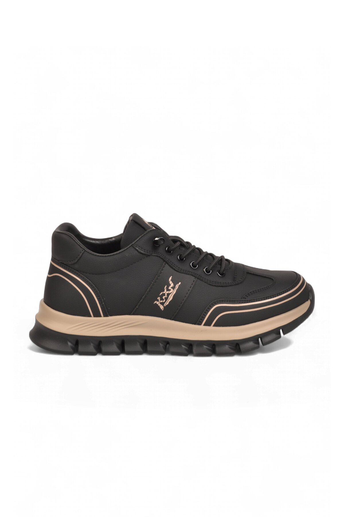 Rahat Memory Taban Sneaker Siyah Lastik Bağcıklı Erkek Casual Yürüyüş Ayakkabı Tough