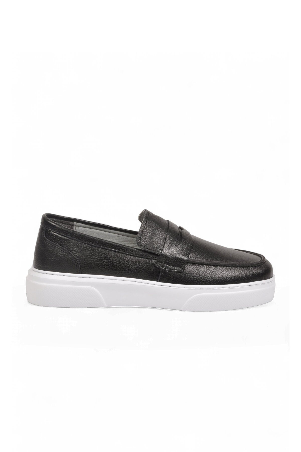 Erkek Siyah-Beyaz Hakiki Deri Casual Loafer Ayakkabı 272305