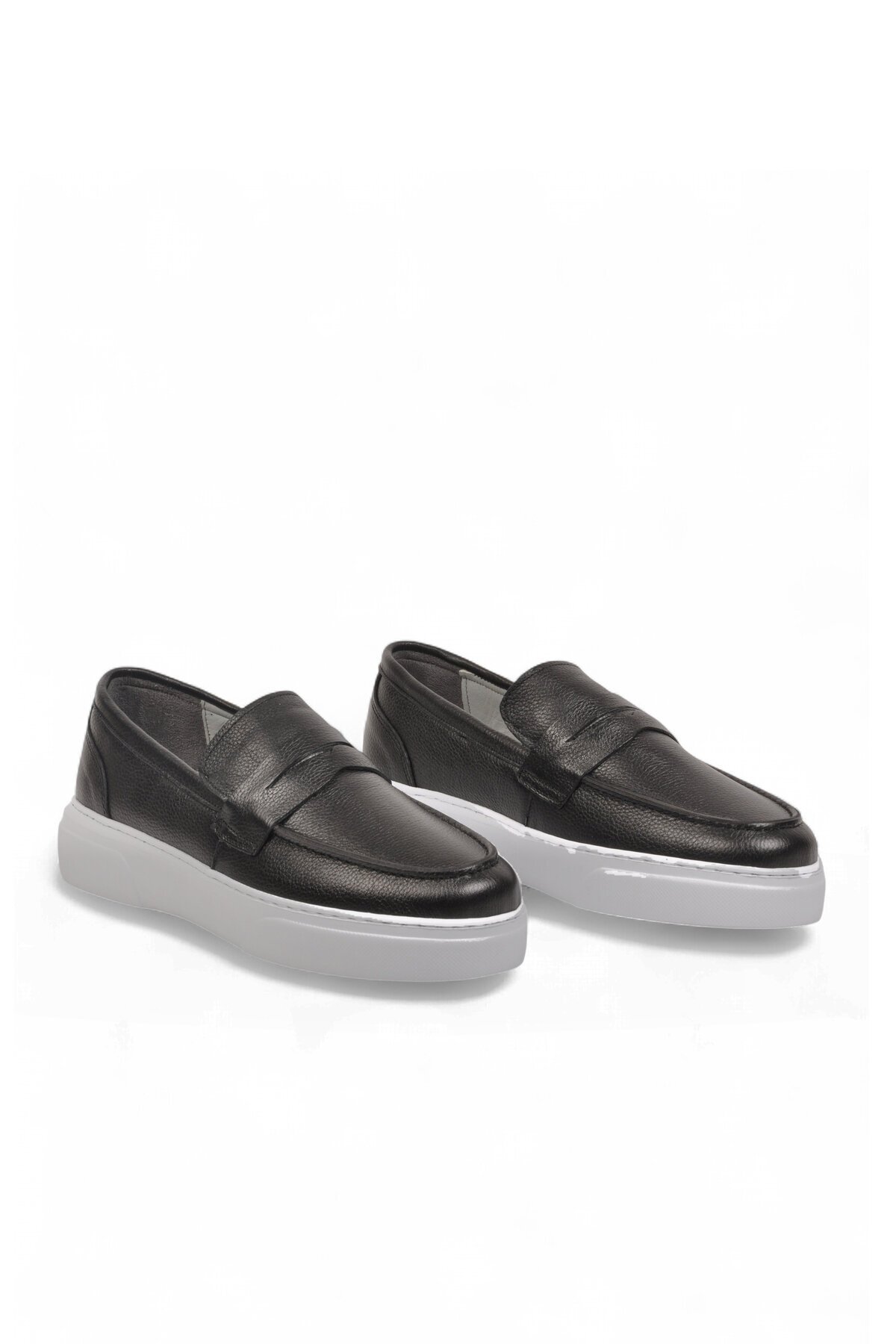 Erkek Siyah-Beyaz Hakiki Deri Casual Loafer Ayakkabı 272305