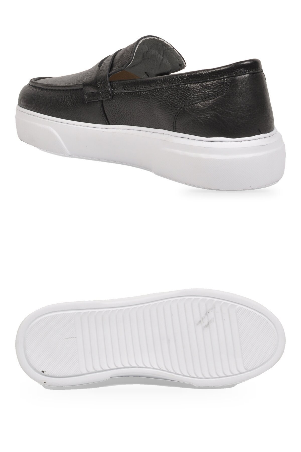 Erkek Siyah-Beyaz Hakiki Deri Casual Loafer Ayakkabı 272305