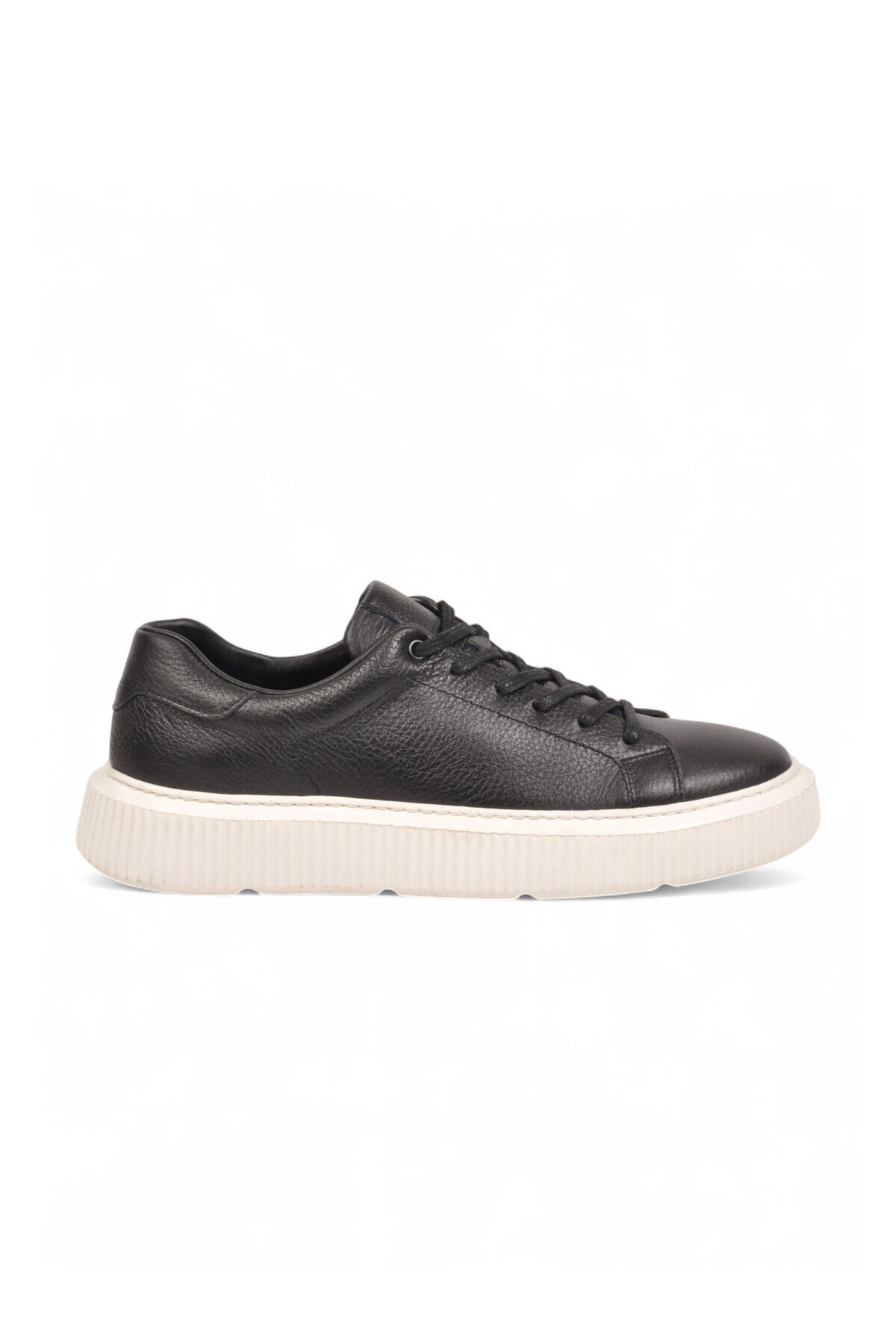 Bağcıklı Kalın Rahat Taban Sneaker Siyah-Beyaz Hakiki Deri Erkek Casual Ayakkabı HZ1458-2049
