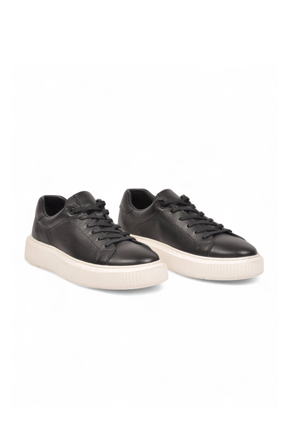 Bağcıklı Kalın Rahat Taban Sneaker Siyah-Beyaz Hakiki Deri Erkek Casual Ayakkabı HZ1458-2049