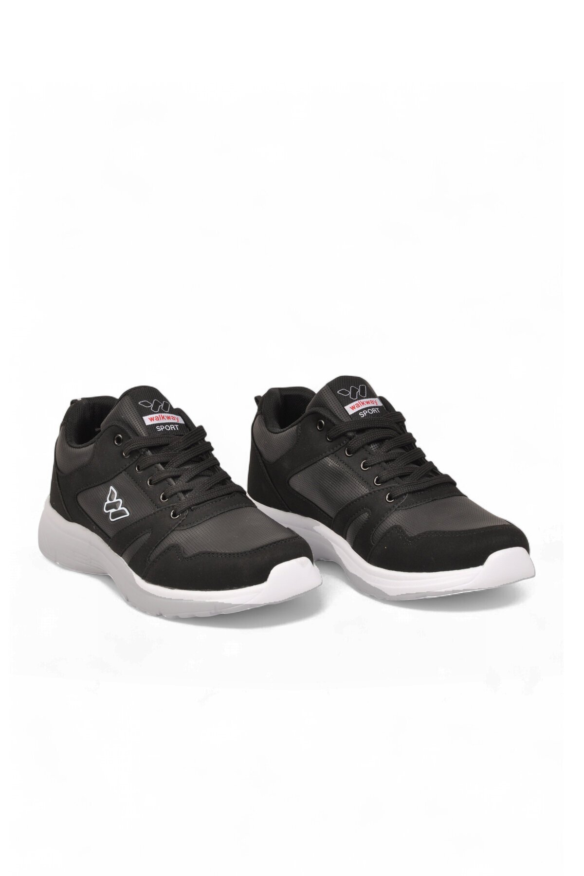 Erkek Siyah-Beyaz Bağcıklı Hafif Esnek Yürüyüş ve Spor Ayakkabı Sneaker Core 020