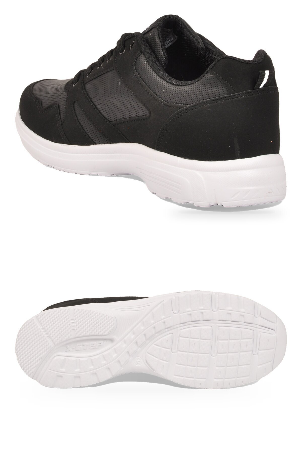 Erkek Siyah-Beyaz Büyük Numara Bağcıklı Hafif Esnek Yürüyüş ve Spor Ayakkabı Sneaker Core 020