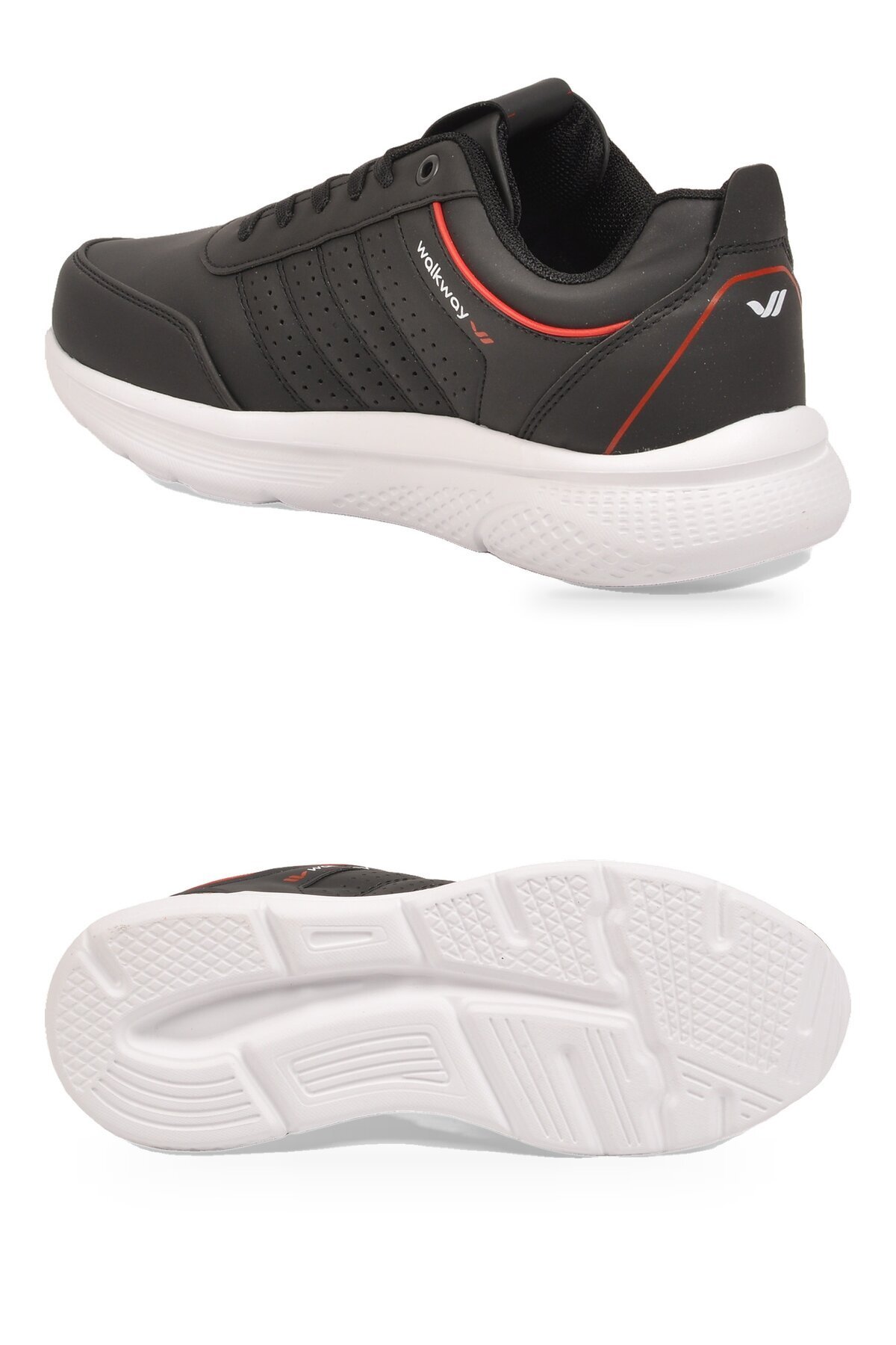 Erkek Bağcıklı Hafif Esnek Siyah-Beyaz Yürüyüş ve Spor Ayakkabı Sneaker Wood 4040
