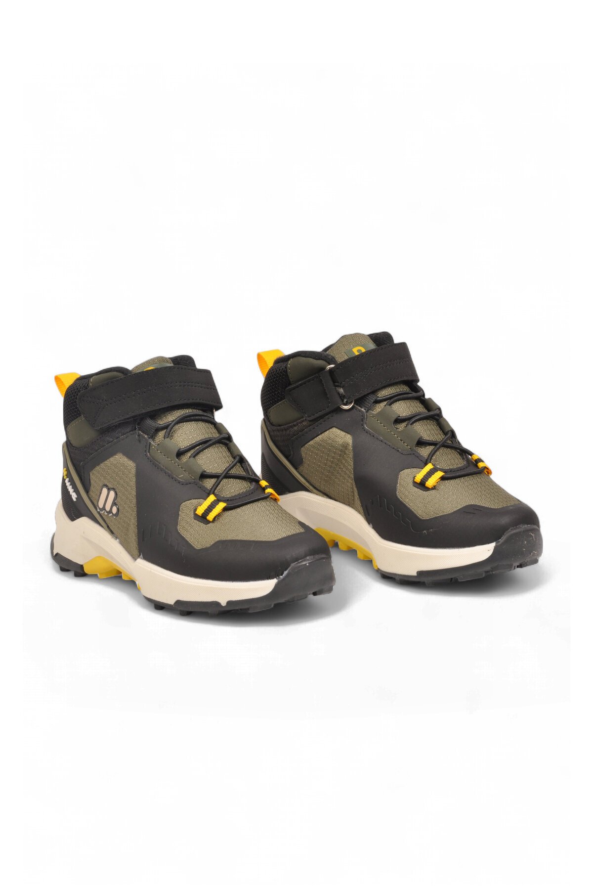 Pampili Erkek Çocuk Cırt Bantlı Kaymaz Tabanlı Siyah-Haki Outdoor Bot BS-İH1-P-100