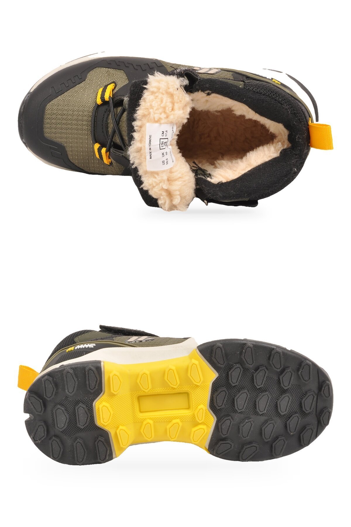 Pampili Erkek Çocuk Cırt Bantlı Kaymaz Tabanlı Siyah-Haki Outdoor Bot BS-İH1-P-100