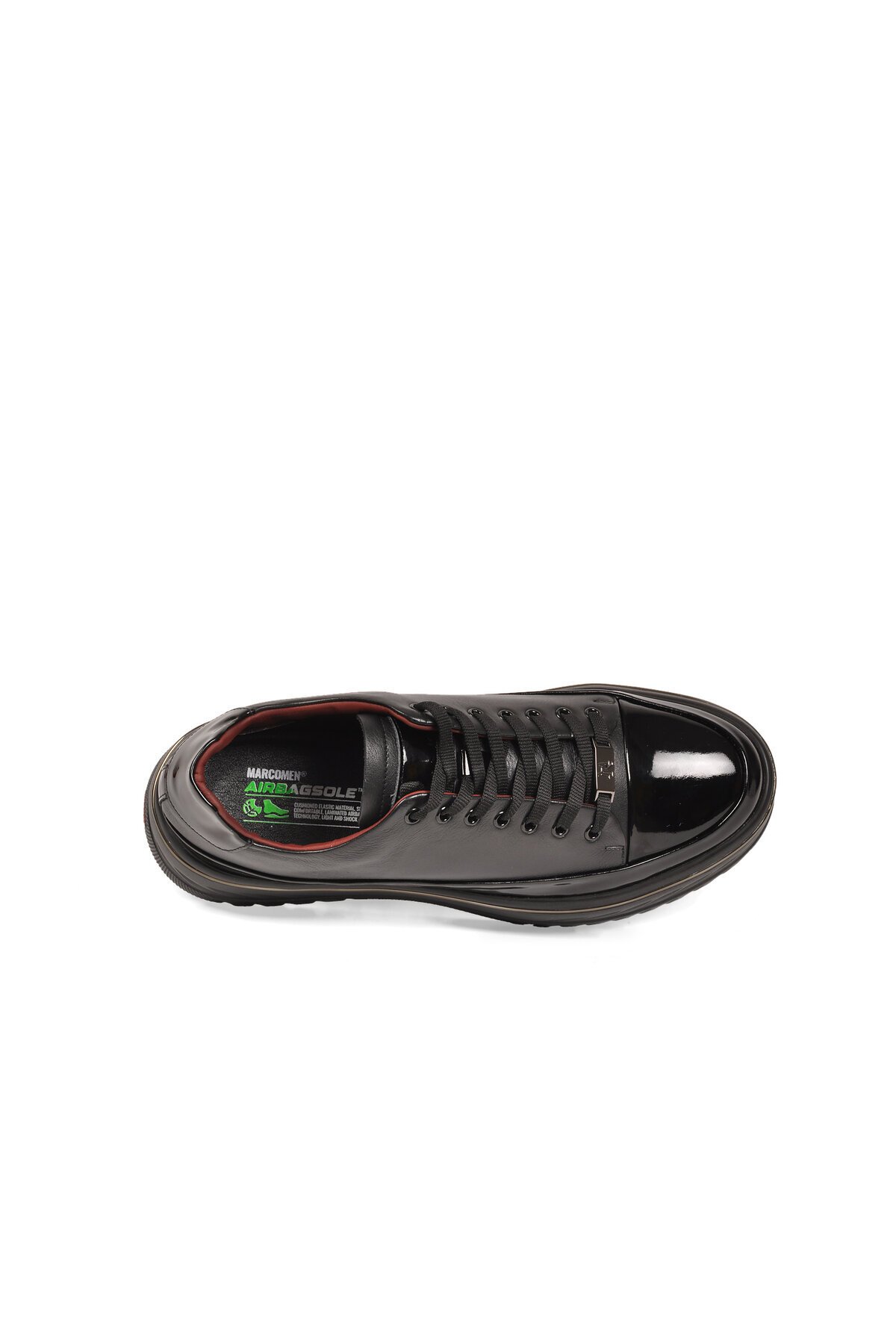 Erkek Siyah Hakiki Deri Casual Ayakkabı Bağcıklı Kalın Rahat Tabanlı Şık Sneaker 152-24121