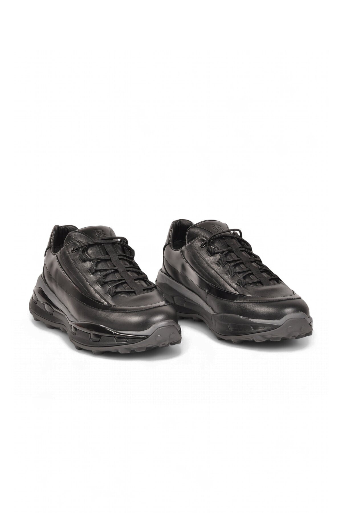 Erkek Siyah Hakiki Deri Casual Ayakkabı Şık Rahat Kalın Tabanlı Sneaker 152-24210