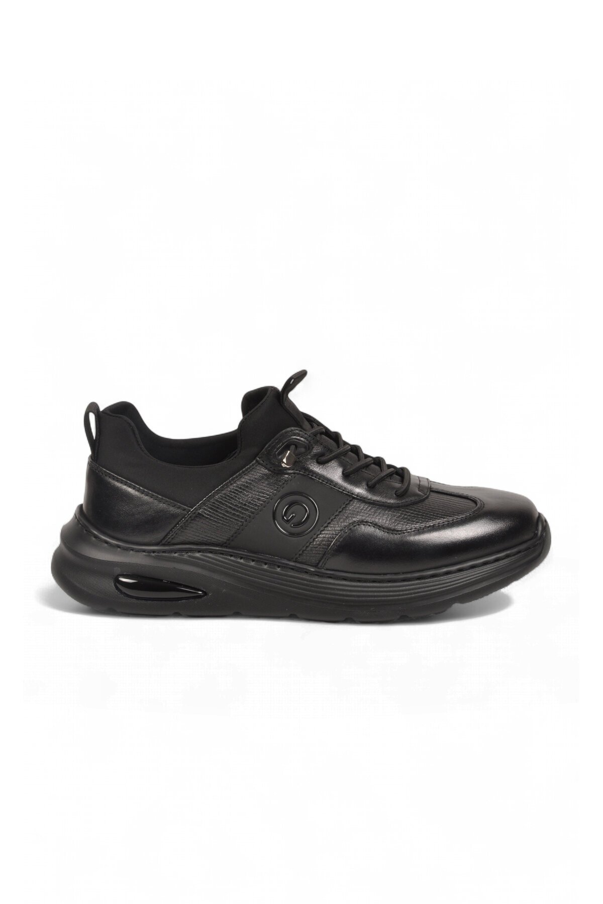 Siyah Hakiki Deri Erkek Casual Ayakkabı Şık Rahat Tabanlı Bağcıklı Sneaker 26K540-3
