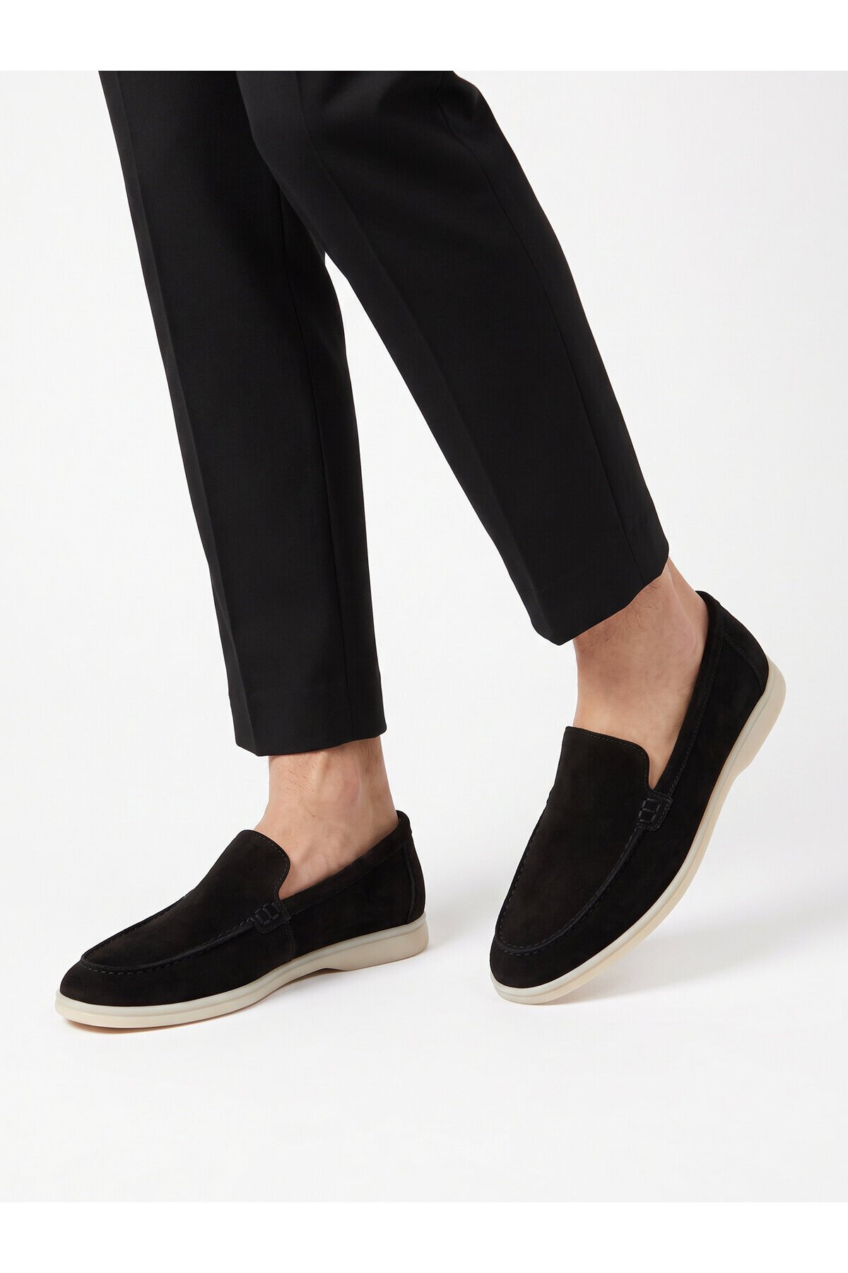 Hafif Rahat Şık Espadril Siyah Hakiki Deri Erkek Casual Loafer Ayakkabı 6K020-217