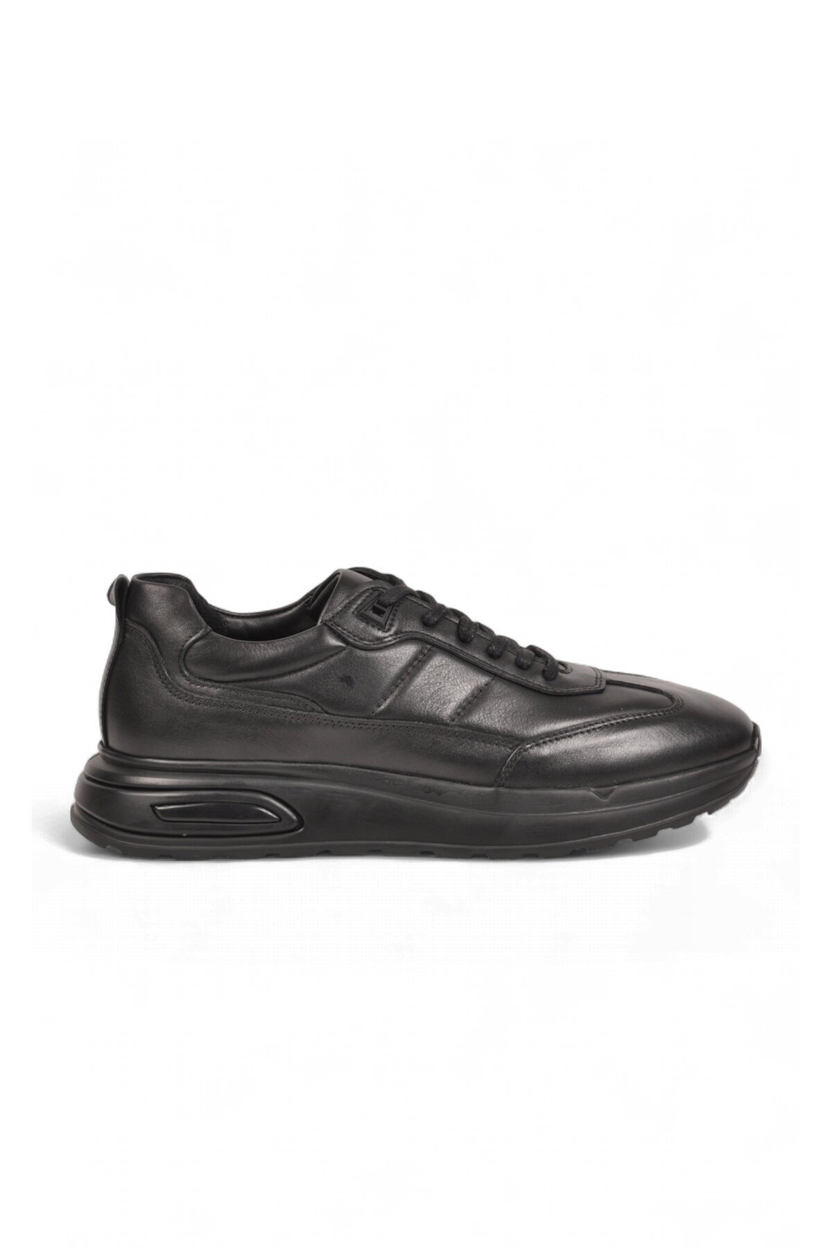 Bağcıklı Kalın Rahat Taban Sneaker Siyah Hakiki Deri Erkek Casual Ayakkabı HZ1774-0337