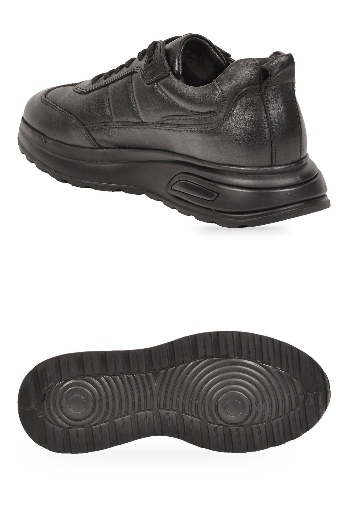 Bağcıklı Kalın Rahat Taban Sneaker Siyah Hakiki Deri Erkek Casual Ayakkabı HZ1774-0337