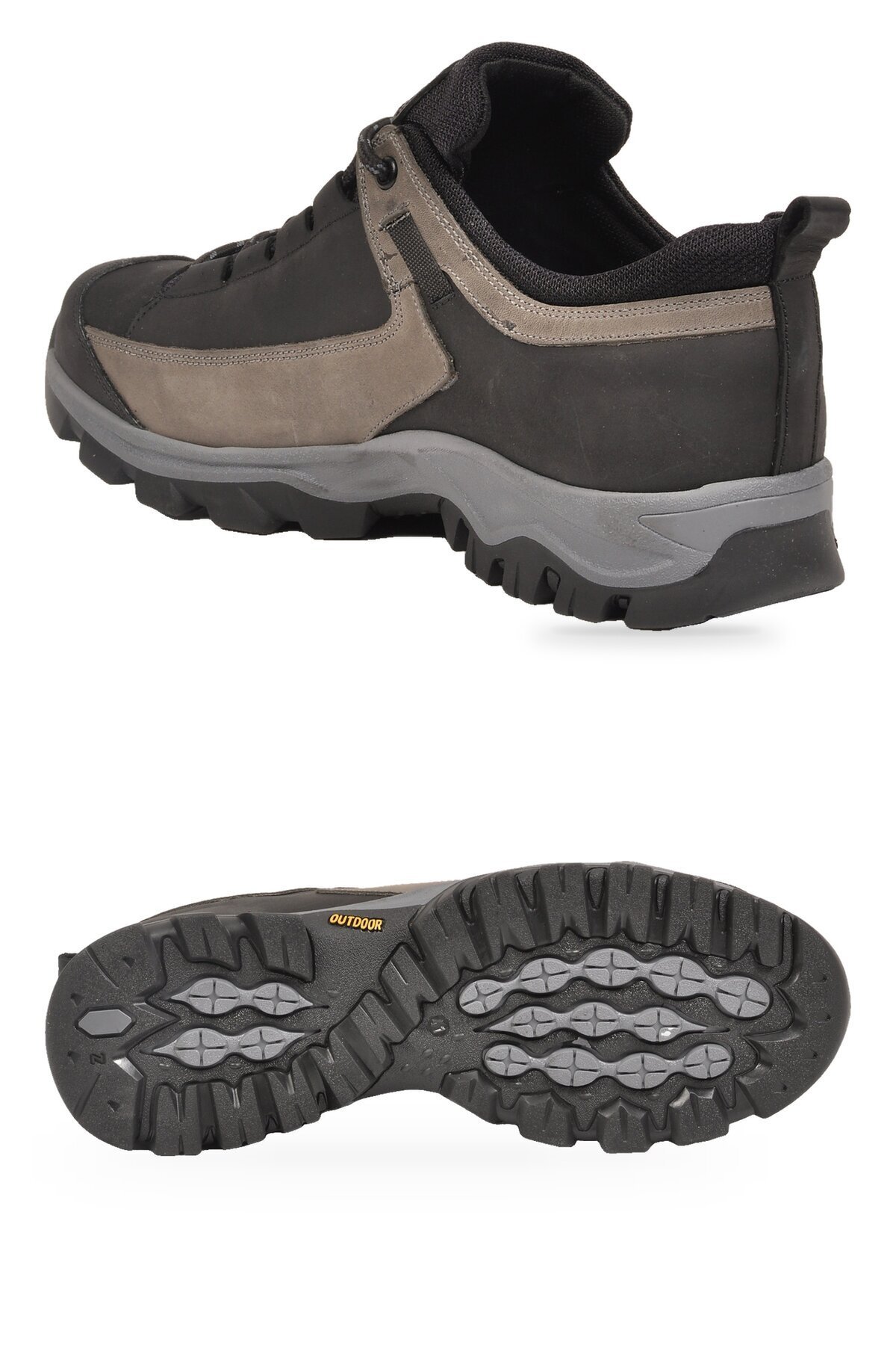 Erkek Siyah Hakiki Deri Bağcıklı Outdoor Trekking Ayakkabı 2546