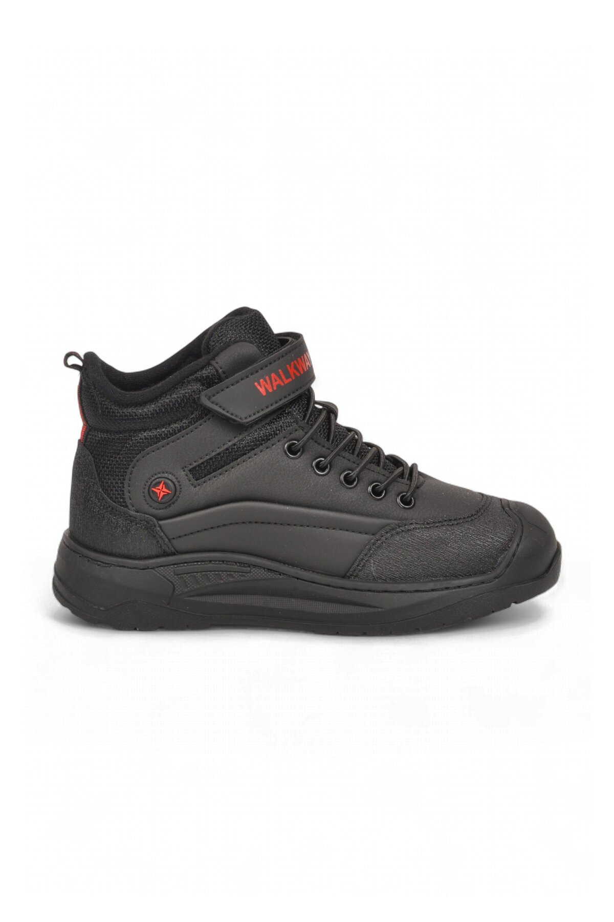 Erkek Çocuk Siyah-Kırmızı Comfort Tabanlı Lastik Bağcıklı Sneaker Bot Surge 2037