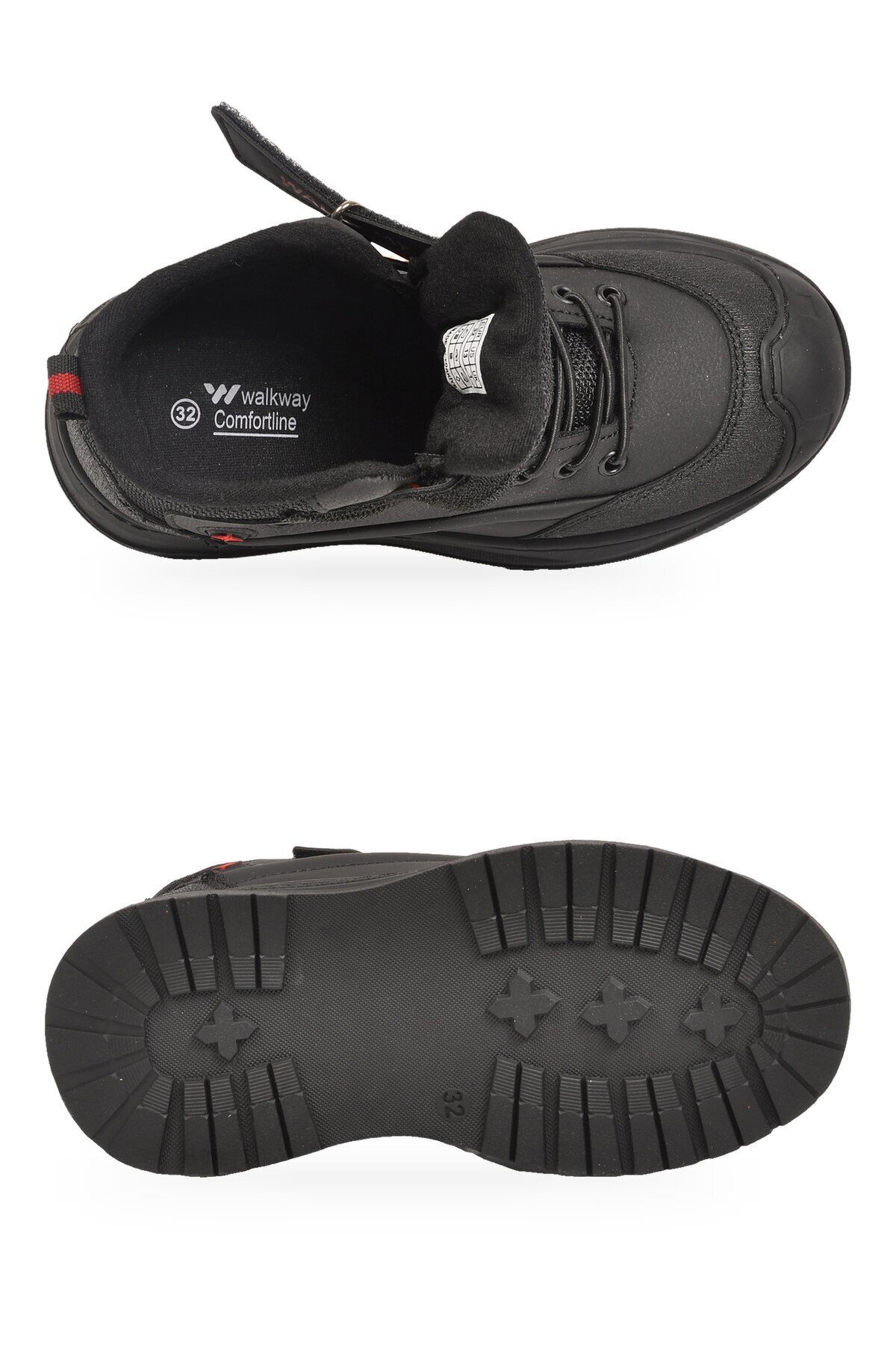 Erkek Çocuk Siyah-Kırmızı Comfort Tabanlı Lastik Bağcıklı Sneaker Bot Surge 2037
