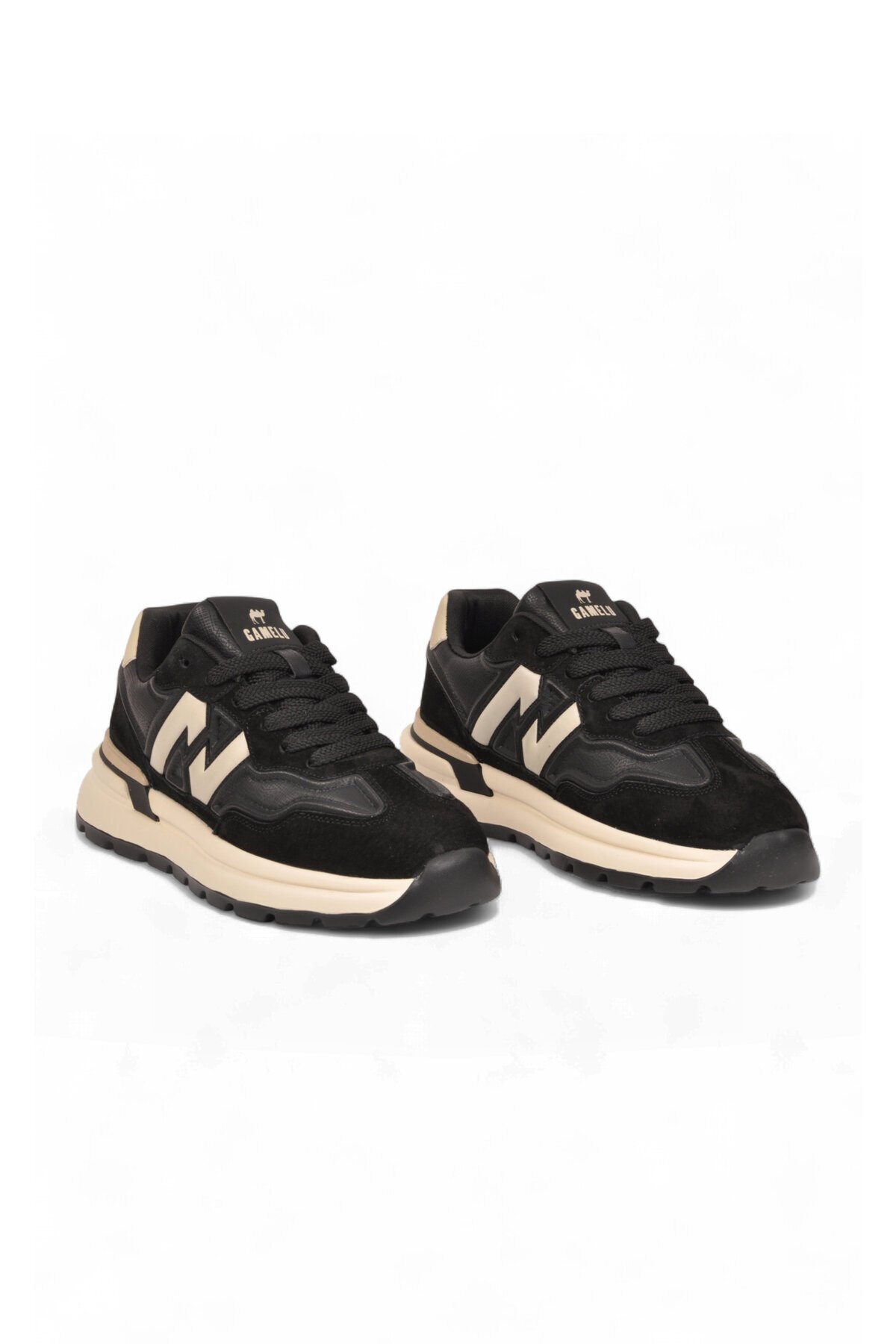 Siyah Erkek Casual Yürüyüş Ayakkabı Bağcıklı Hafızalı Taban Şık Rahat Sneaker Draw