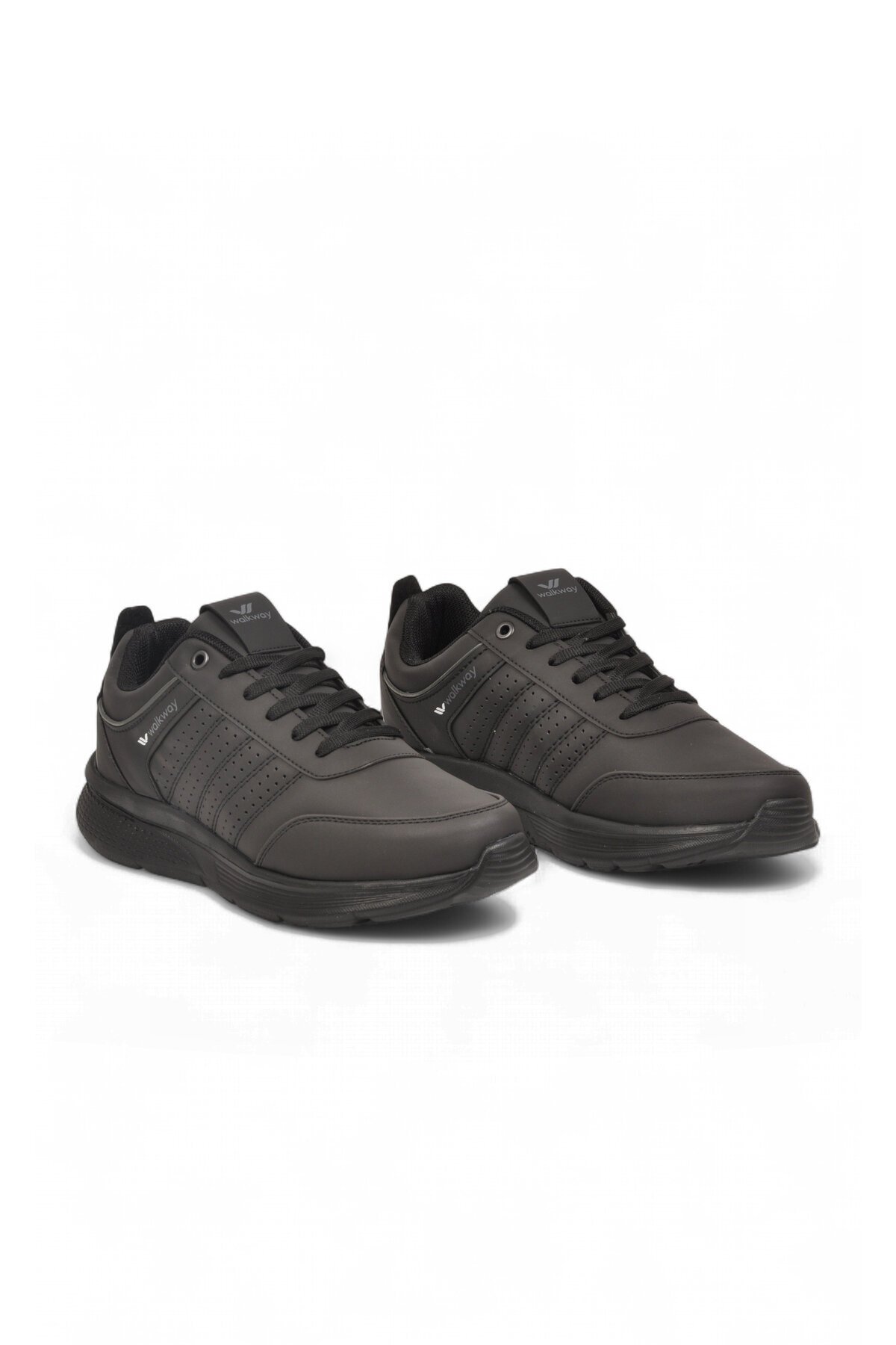 Erkek Bağcıklı Hafif Esnek Siyah Yürüyüş ve Spor Ayakkabı Sneaker Wood 4040