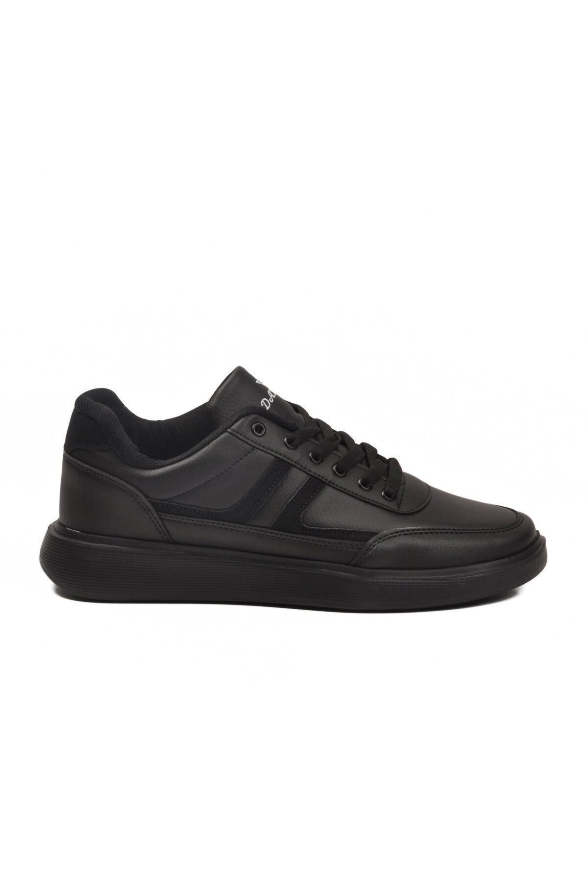 Erkek Siyah Casual Ayakkabı Bağcıklı Cilt Hafif Esnek Yürüyüş Ayakkabı Sneaker 128 Cilt