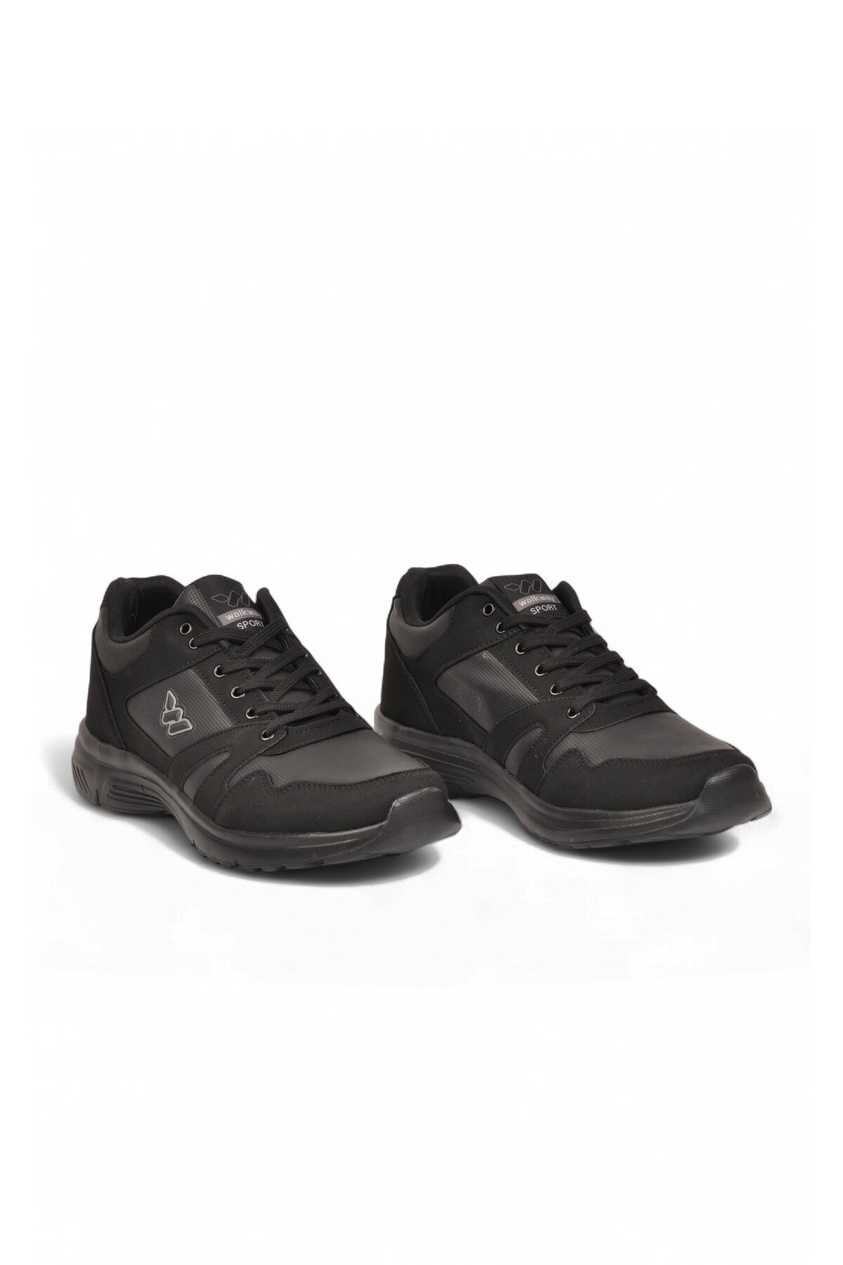 Erkek Siyah Büyük Numara Bağcıklı Hafif Esnek Yürüyüş ve Spor Ayakkabı Sneaker Core 020