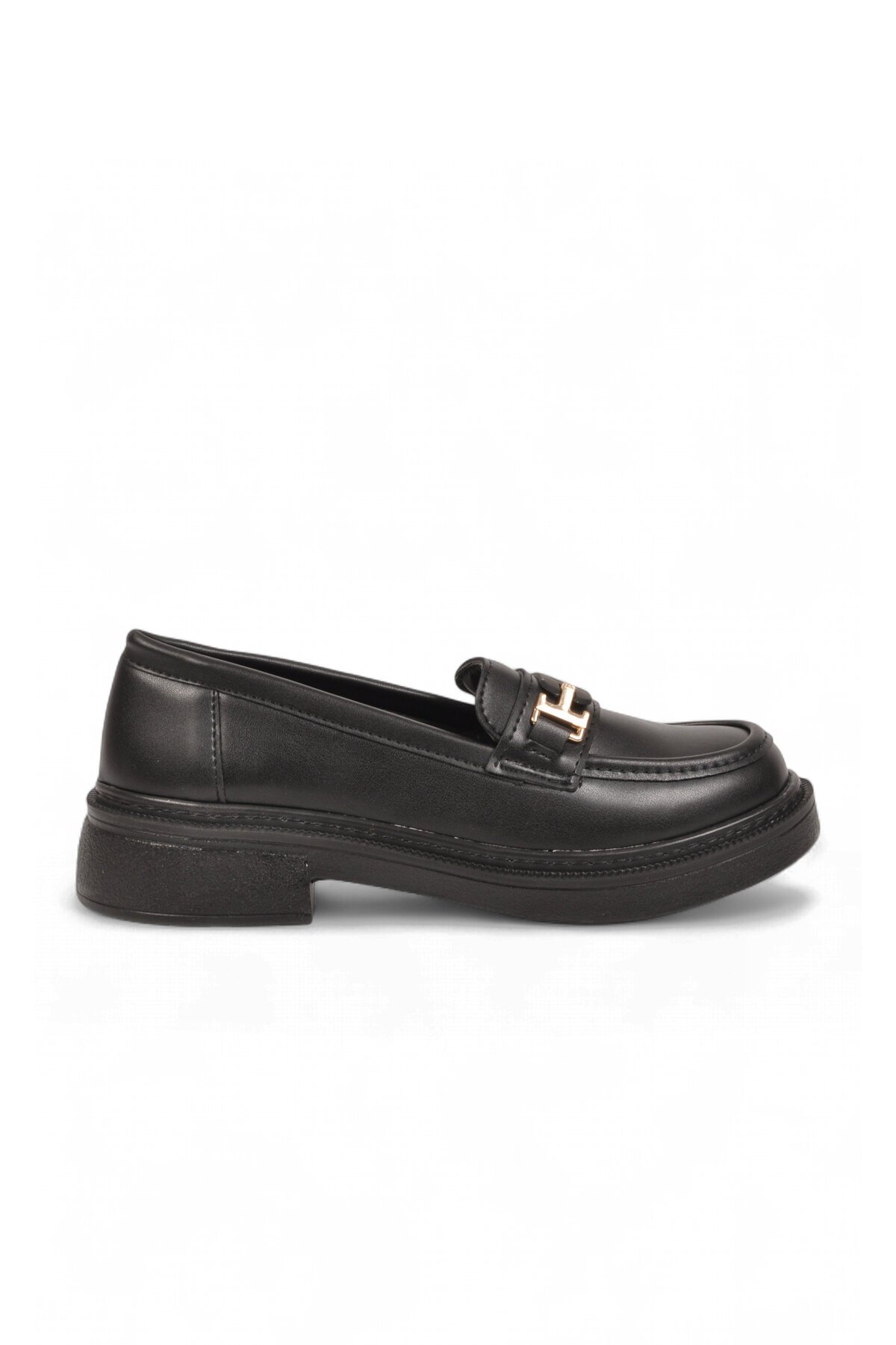 Toka Detaylı Kalın Tabanlı Şık Rahat Siyah Kadın Casual Ayakkabı Loafer 1805