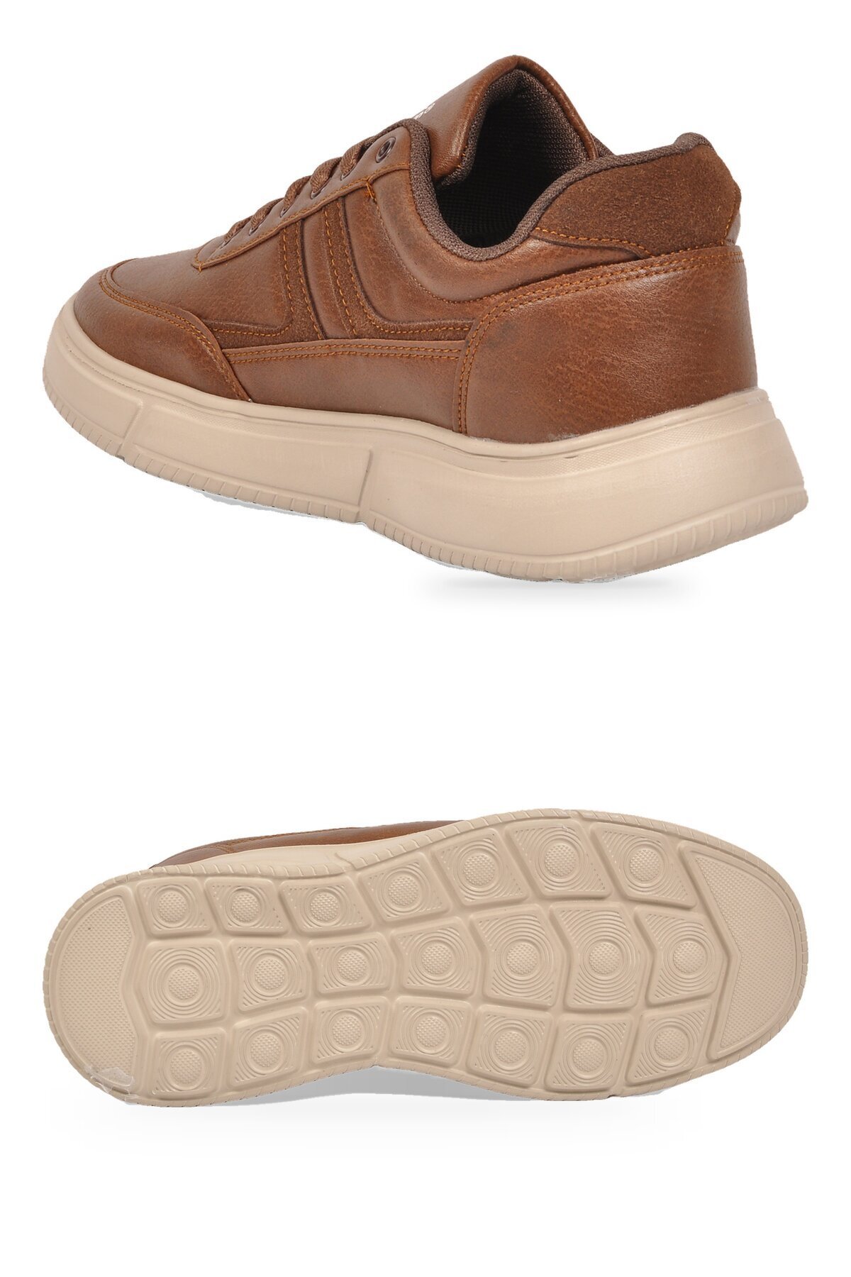 Erkek Taba Casual Ayakkabı Bağcıklı Cilt Hafif Esnek Yürüyüş Ayakkabı Sneaker 128 Cilt