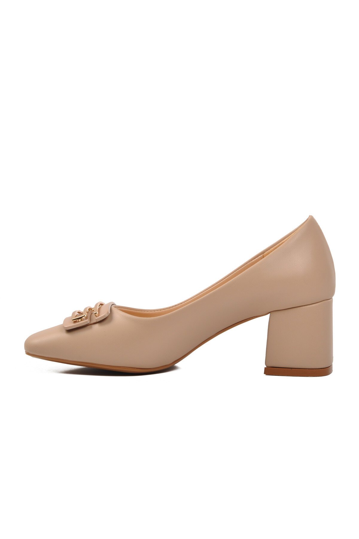 Ayakmod Bej Cilt Kadın Topuklu Ayakkabı