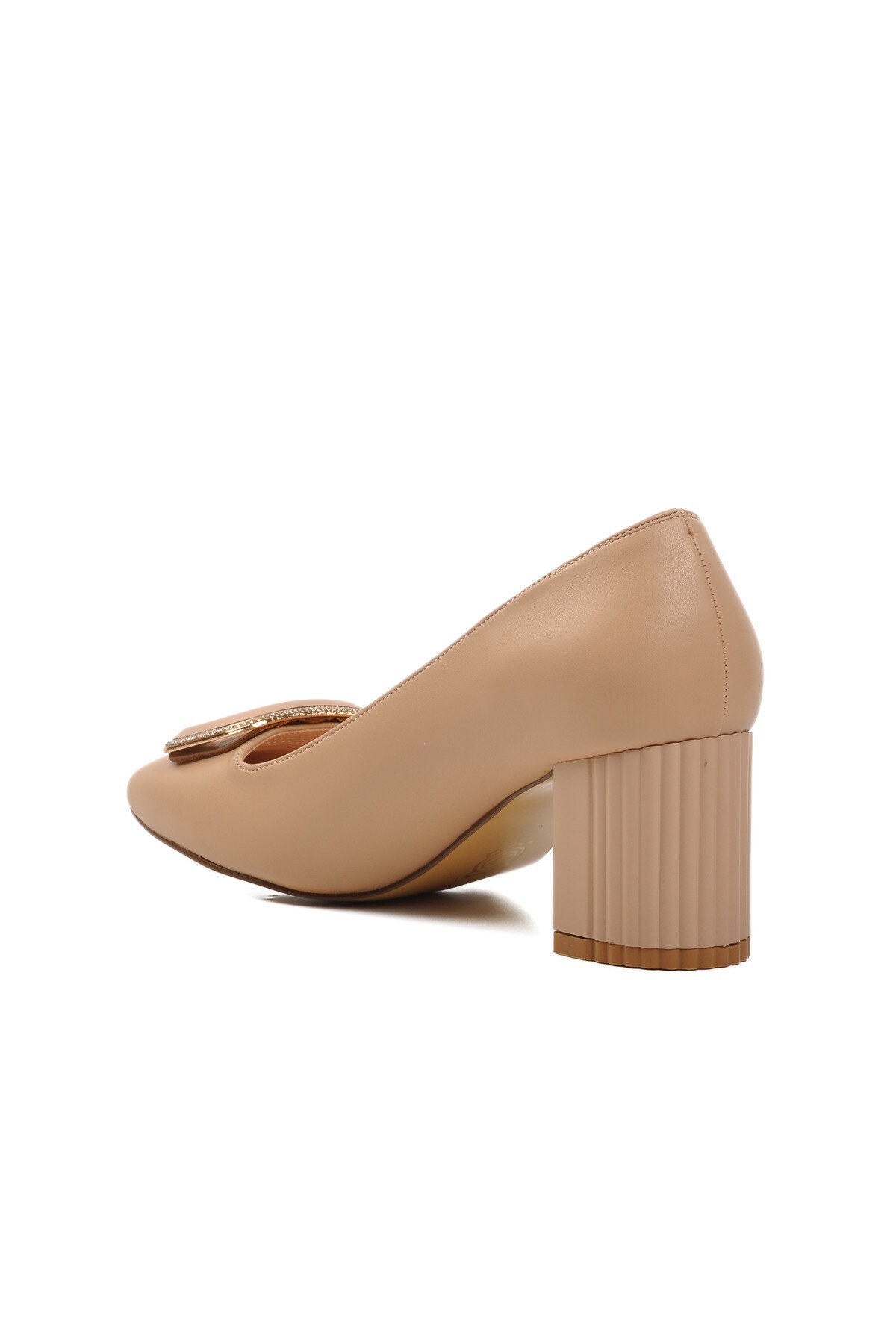Ayakmod Bej Cilt Kadın Topuklu Ayakkabı