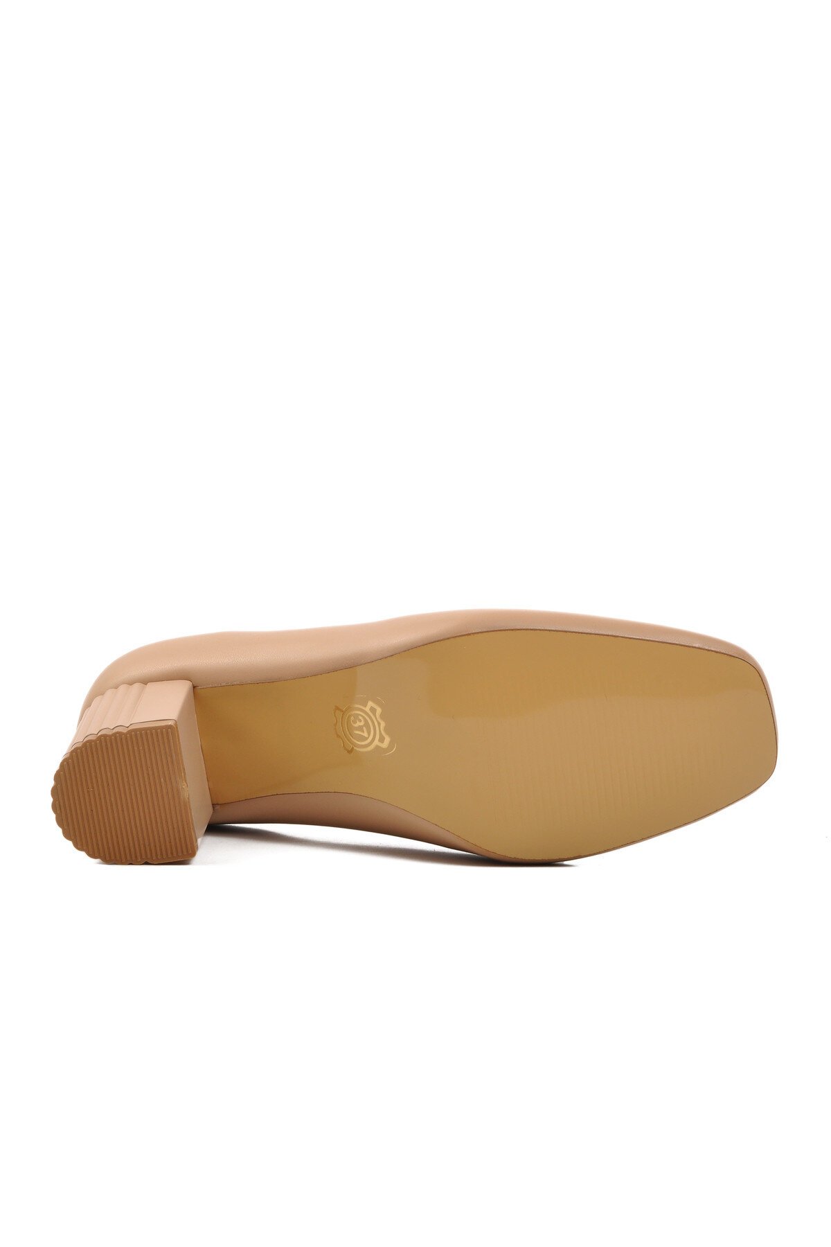 Ayakmod Bej Cilt Kadın Topuklu Ayakkabı