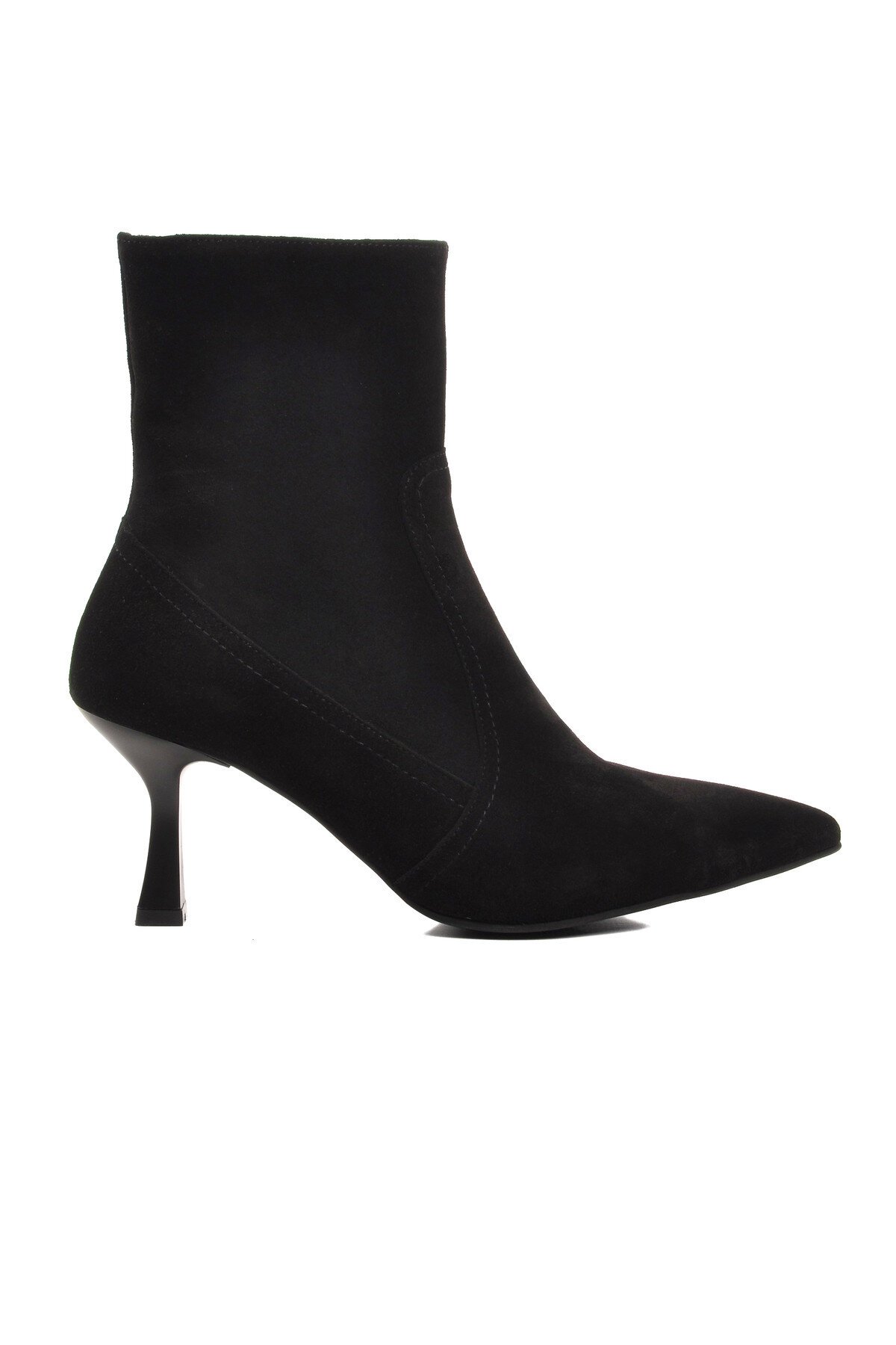 Ayakmod Siyah Süet Kadın Topuklu Bot