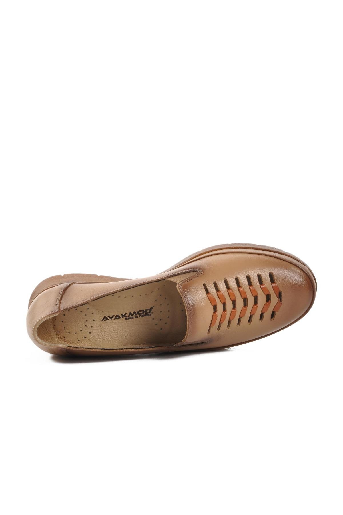 Ayakmod Krem Hakiki Deri Kadın Günlük Ayakkabı