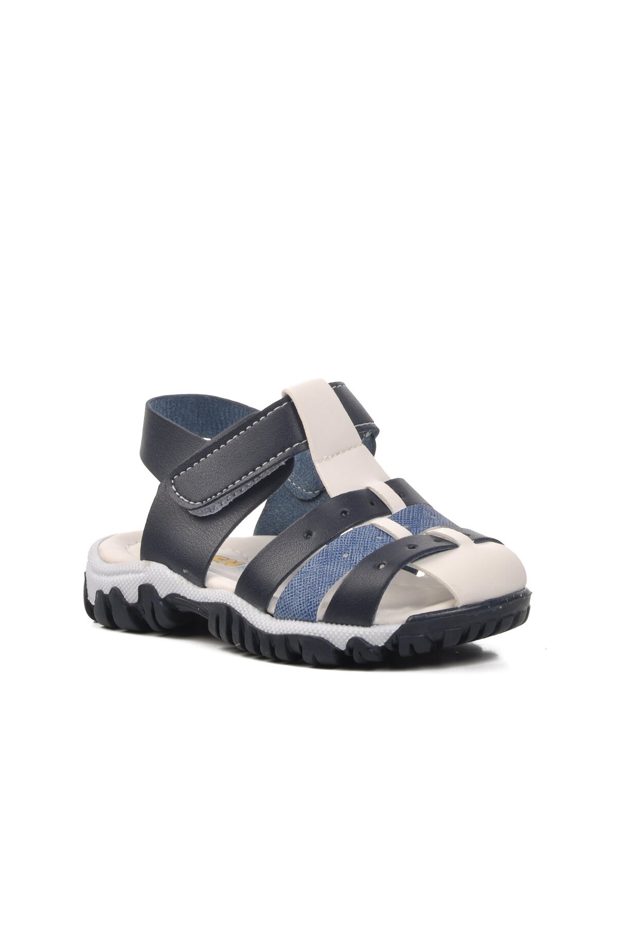 Ayakmod Lacivert-Kot-Beyaz Bebek Sandalet