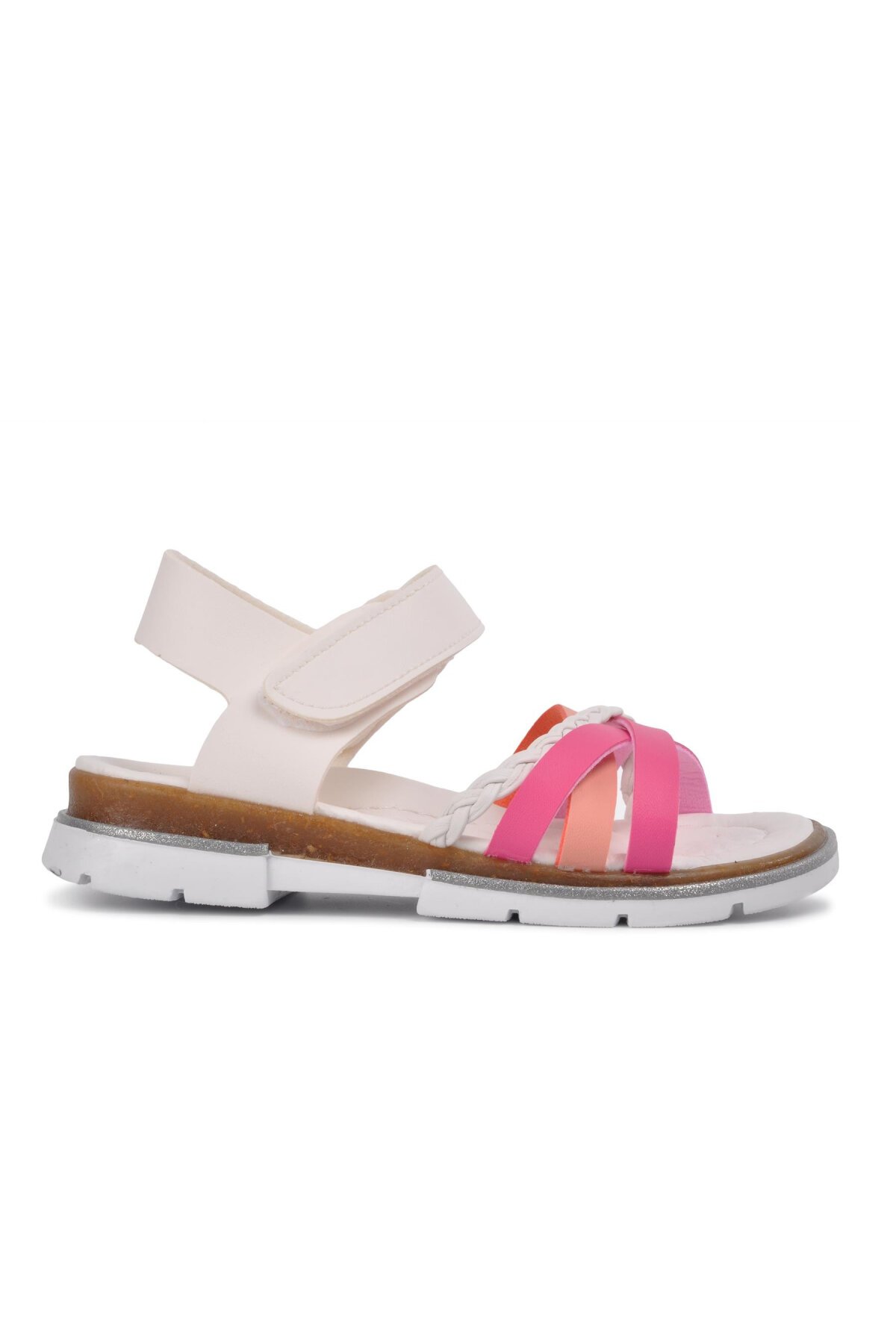 Ayakmod Beyaz-Pembe Kız Çocuk Sandalet
