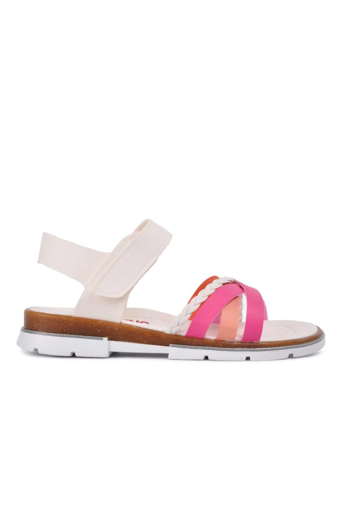 Beyaz-Pembe Ortopedik Kız Çocuk Sandalet