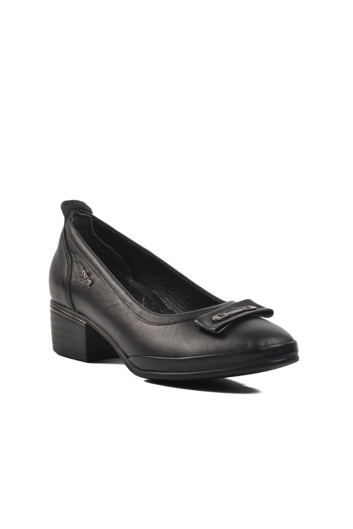 Ayakmod Hakiki Deri Siyah Kadın Topuklu Ayakkabı