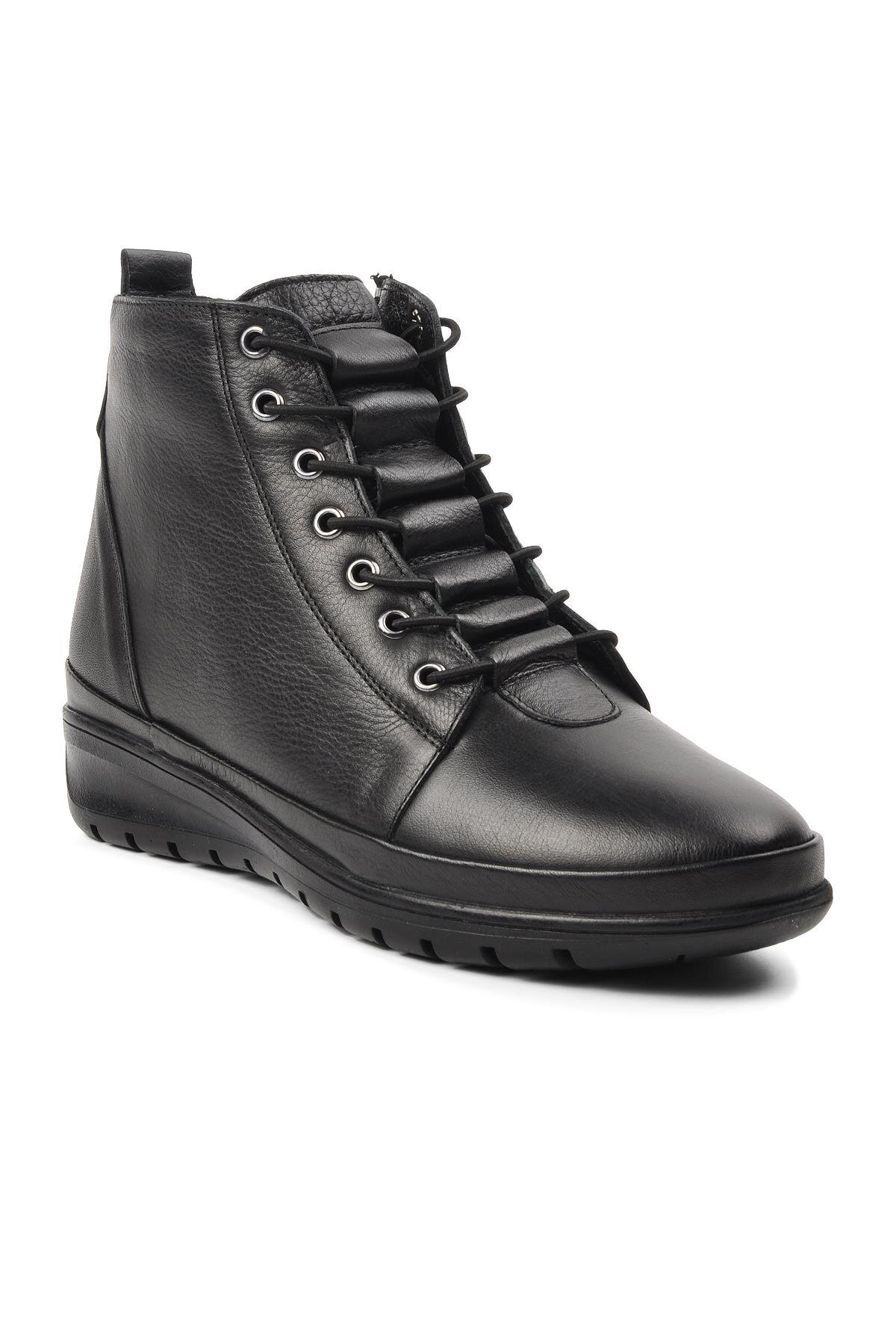 Ayakmod Siyah Hakiki Deri Kadın Bot