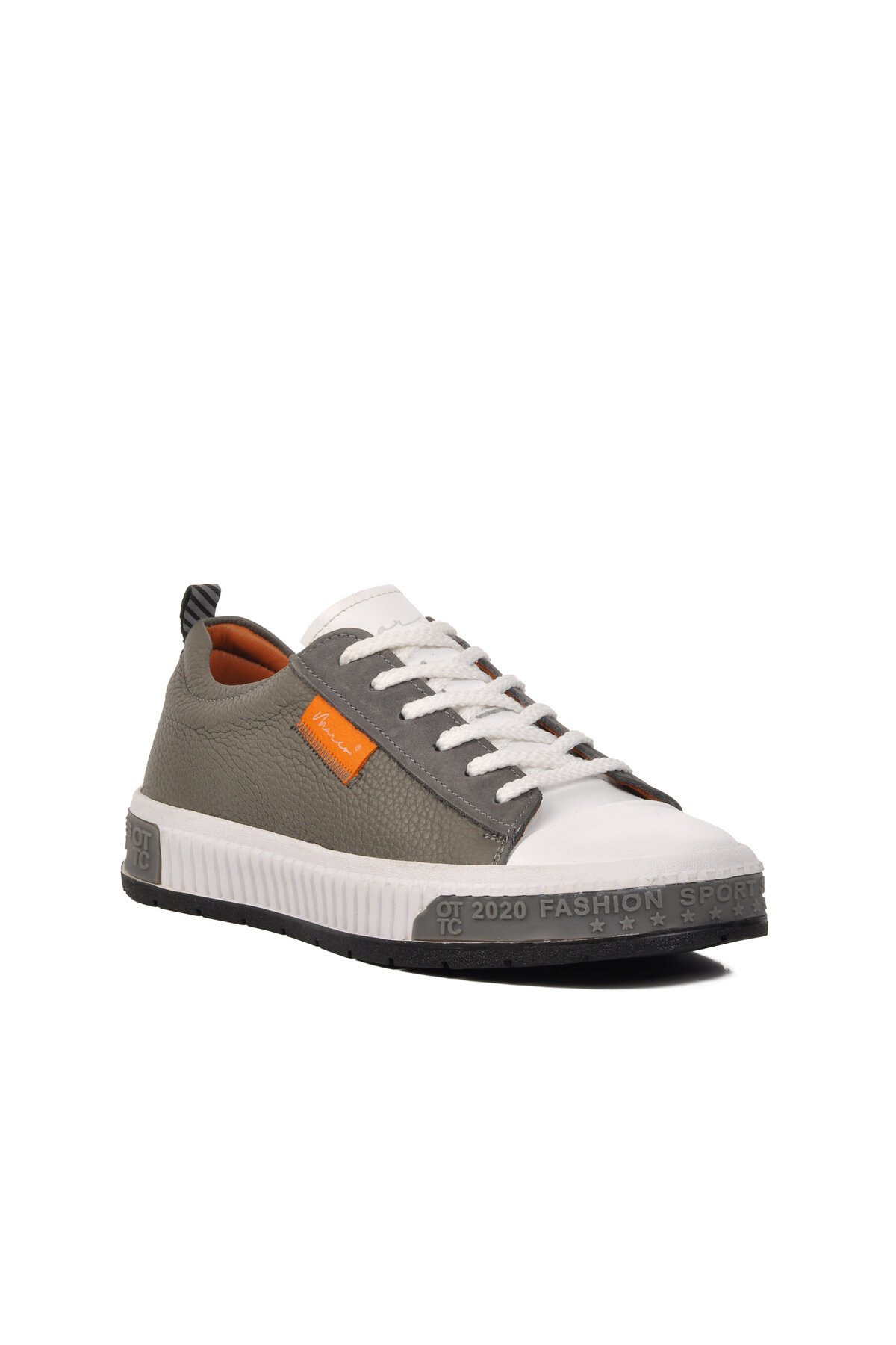 Ayakmod Gri-Beyaz Hakiki Deri Erkek Sneaker