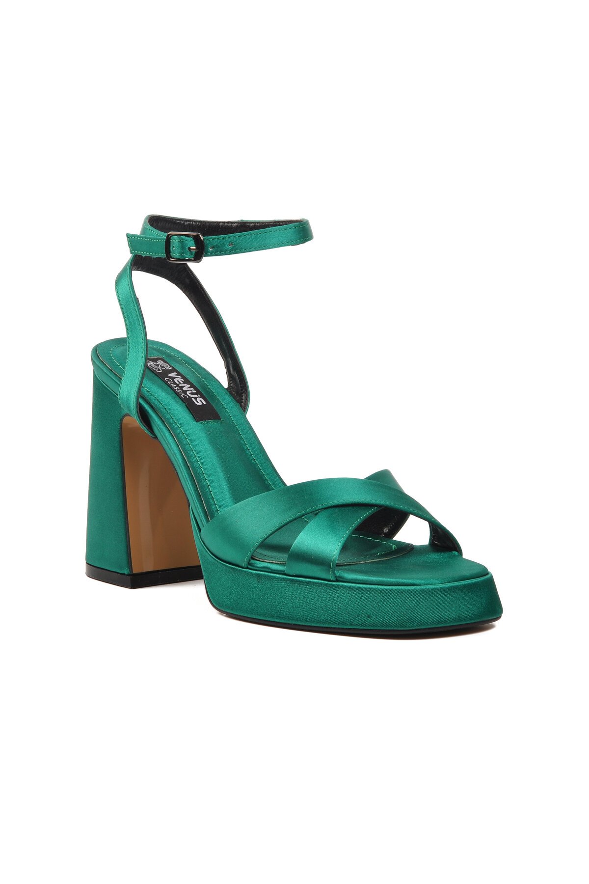 Venüs Yeşil Saten Kadın Abiye Ayakkabı