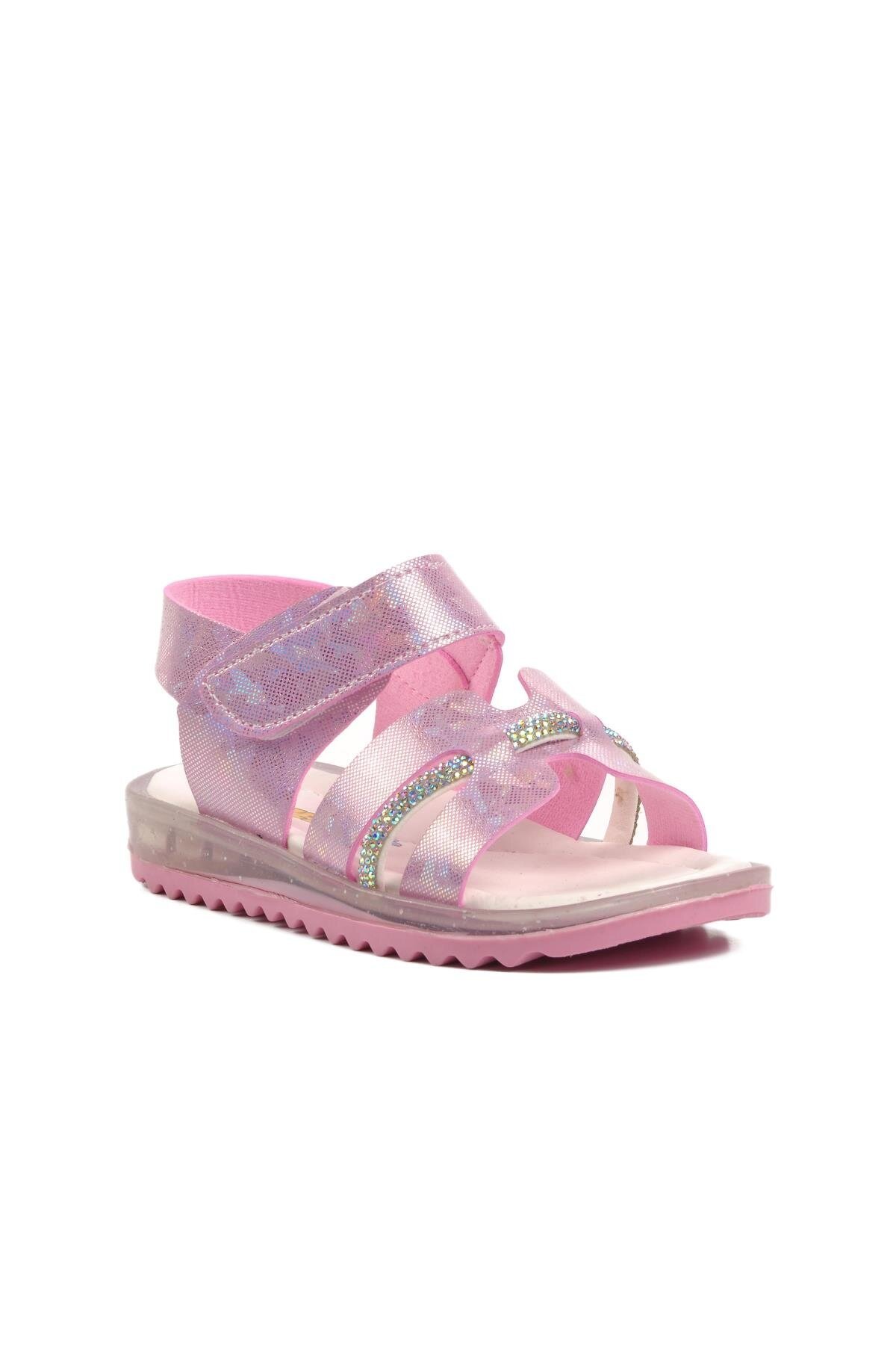 Pembe Simli Bebek Sandalet