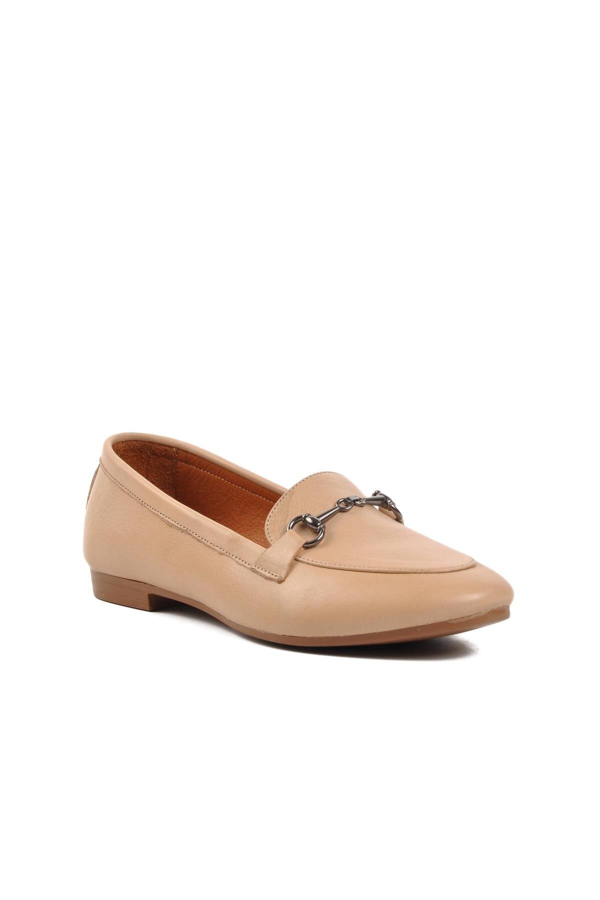 Ayakmod Bej Kadın Loafer Ayakkabı