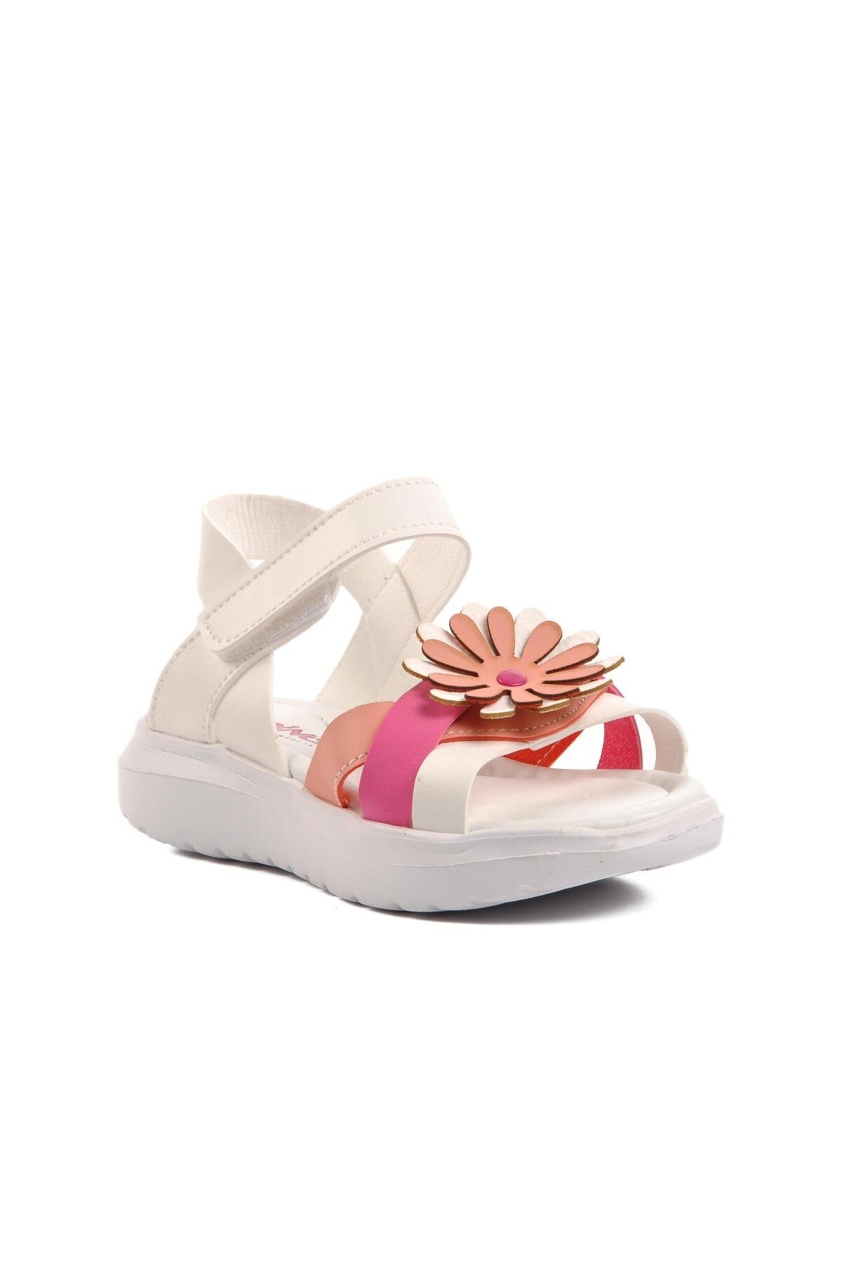 Ayakmod Beyaz-Fuşya-Pembe Kız Çocuk Sandalet