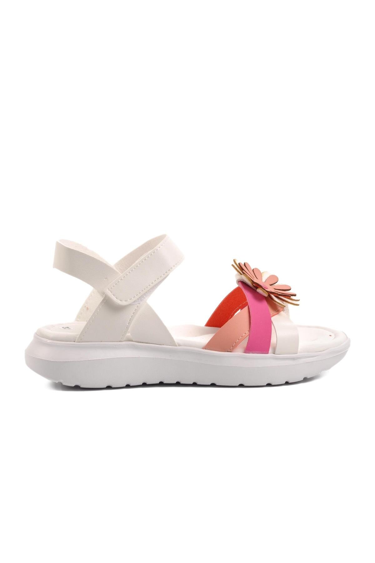 Ayakmod Beyaz-Fuşya-Pembe Kız Çocuk Sandalet