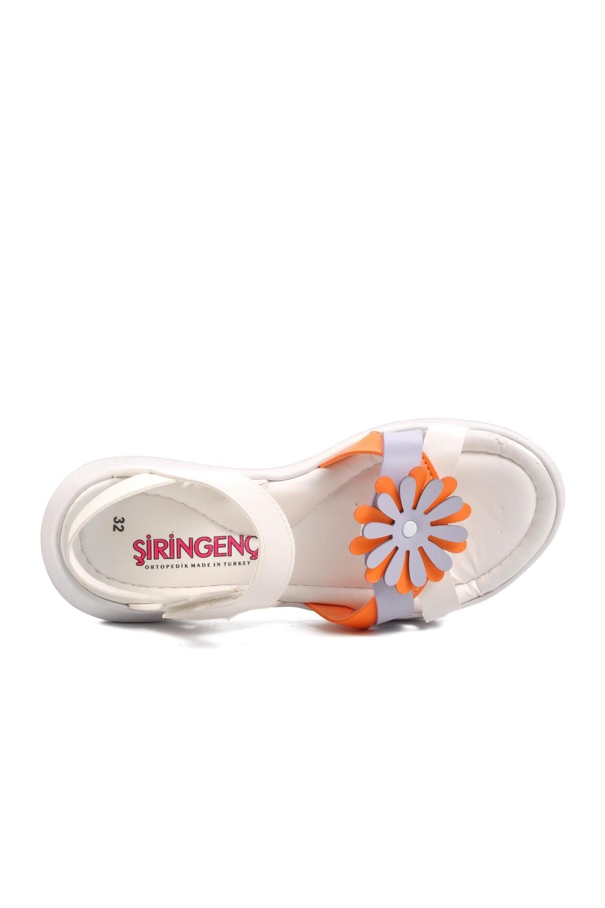 Ayakmod Beyaz-Turuncu Kız Çocuk Sandalet