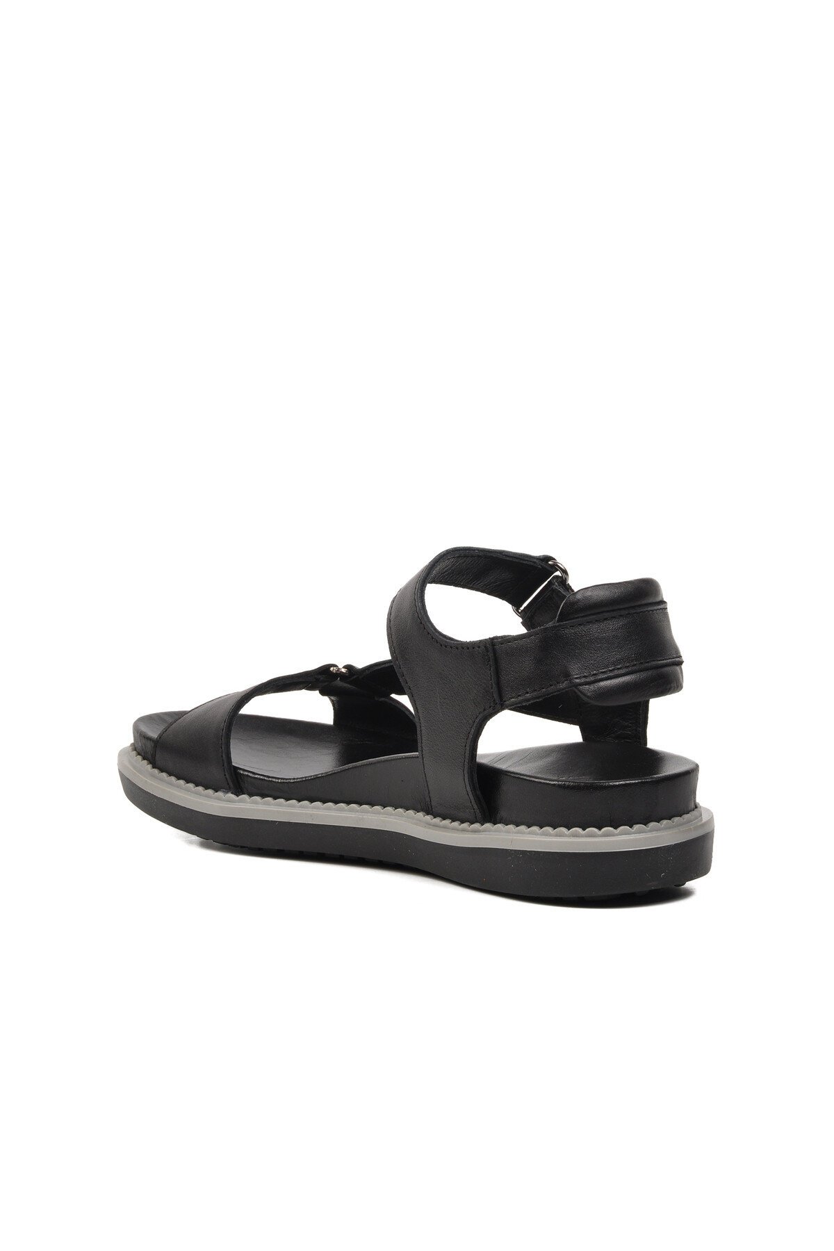Siyah Hakiki Deri Kadın Sandalet