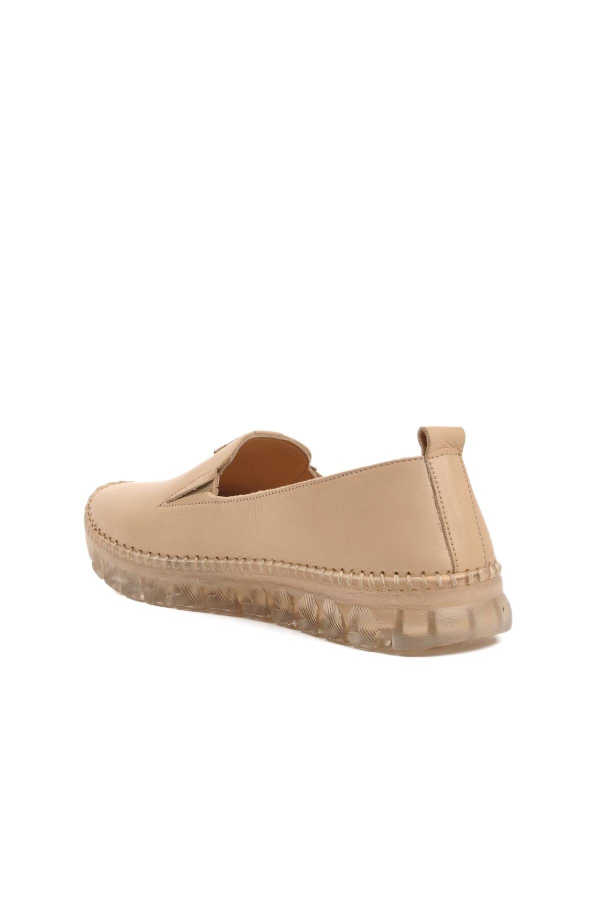 Hakiki Deri Bej Kadın Günlük Ayakkabı