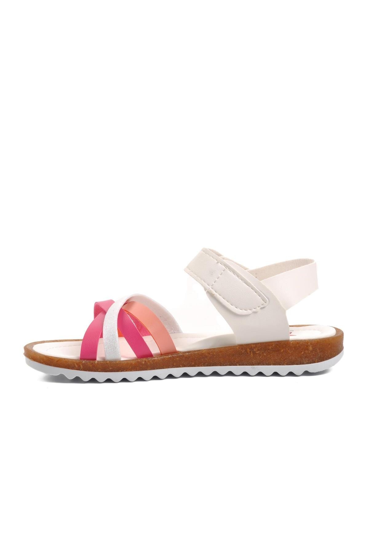 Ayakmod Beyaz-Fuşya-Pembe Kız Çocuk Sandalet