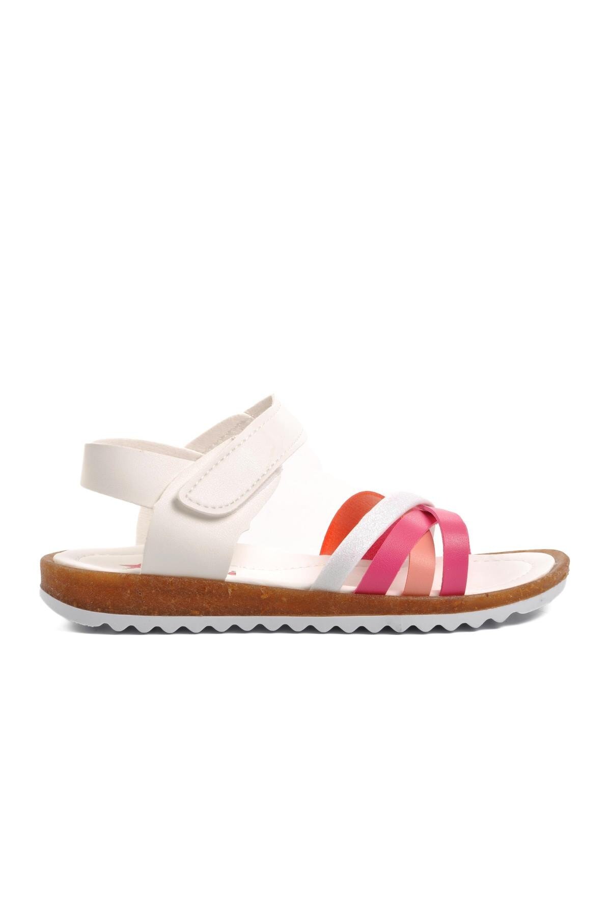 Ayakmod Beyaz-Fuşya-Pembe Kız Çocuk Sandalet